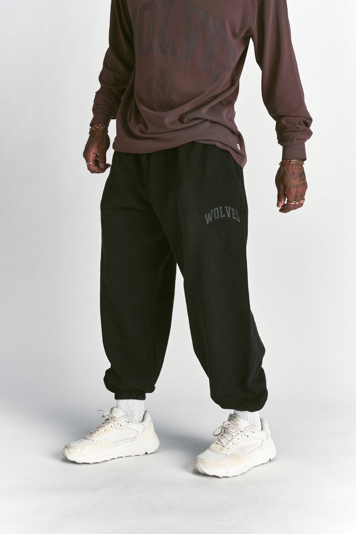Big Wolf Loyalty  Lounger Sweat Pants in Black Sunfade/Black