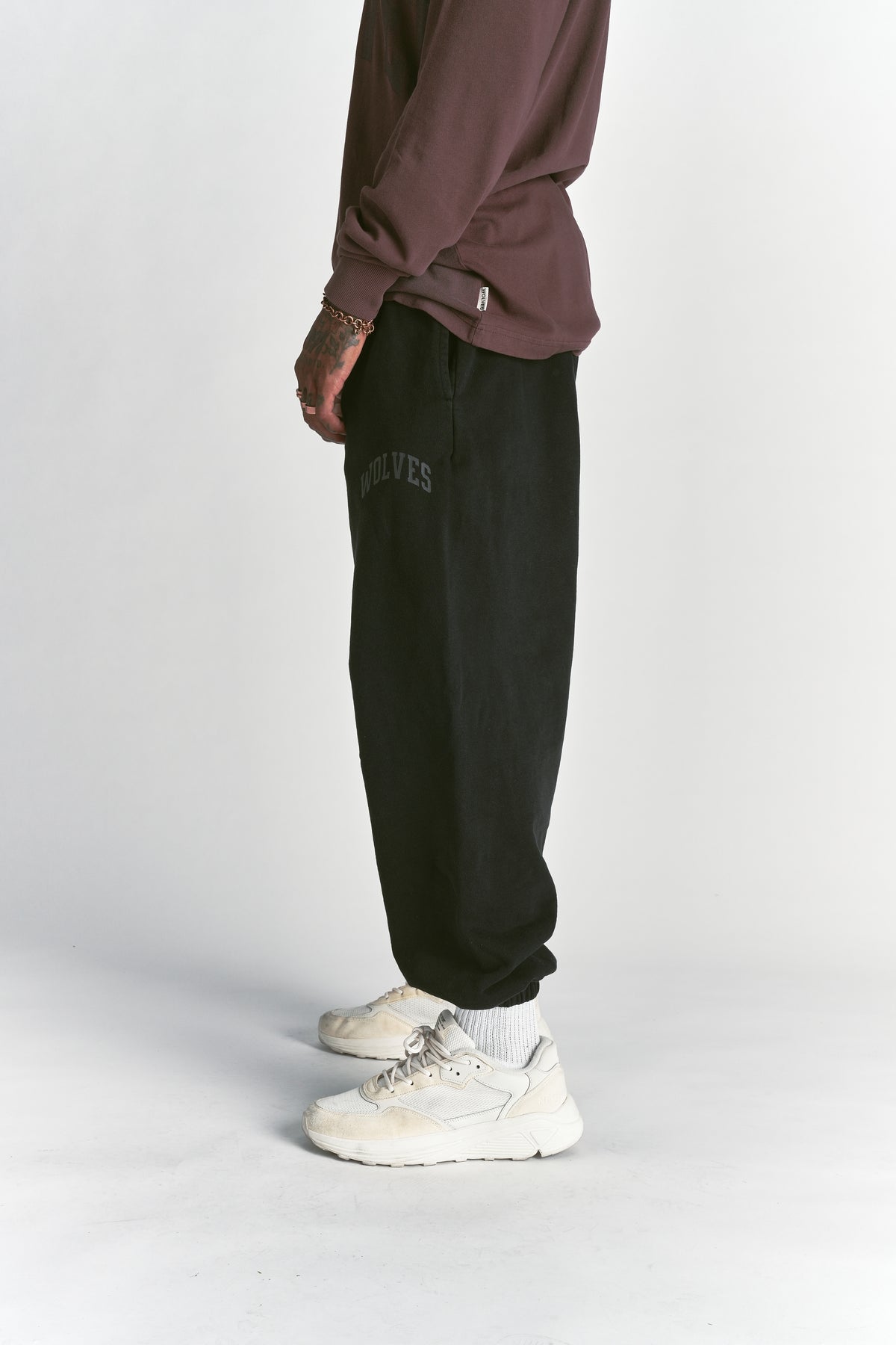 Big Wolf Loyalty  Lounger Sweat Pants in Black Sunfade/Black