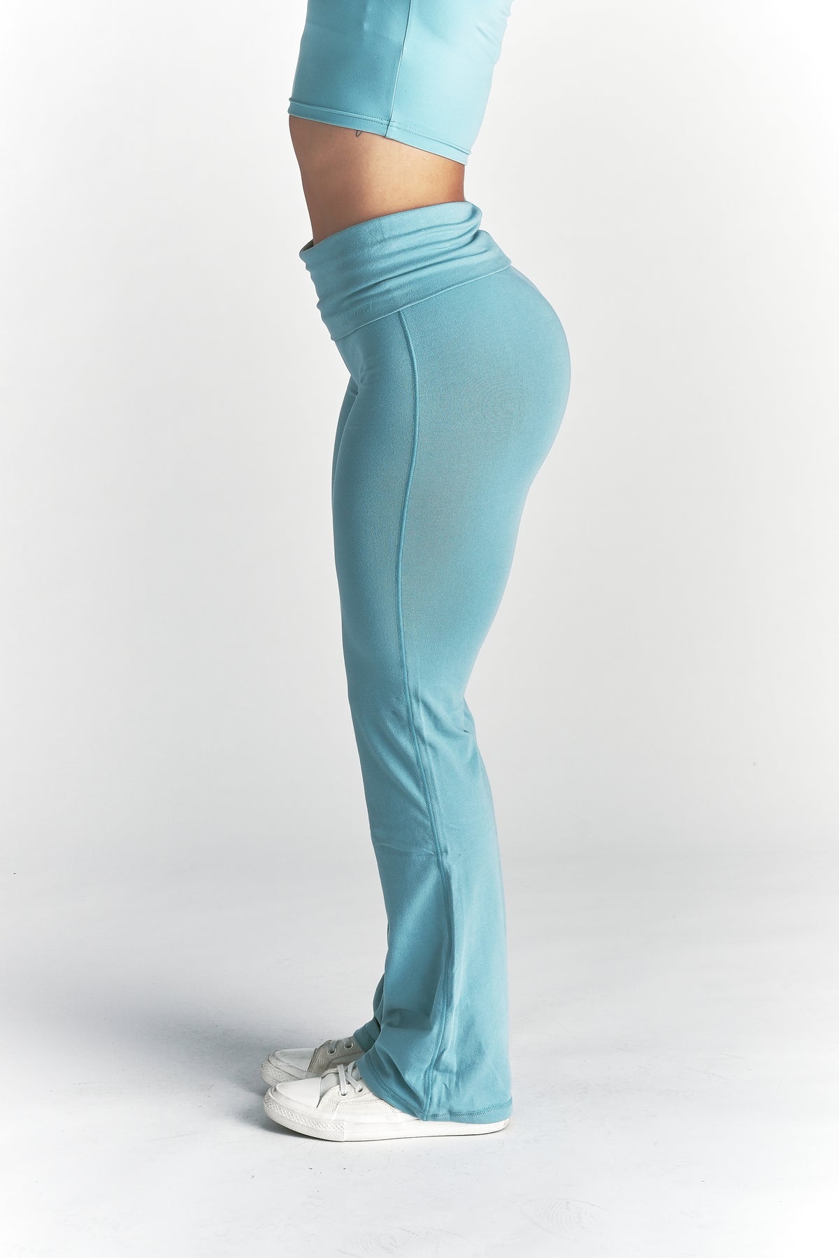 Cursive Wolves "Romy" Foldover Pants in Dusty Turquoise
