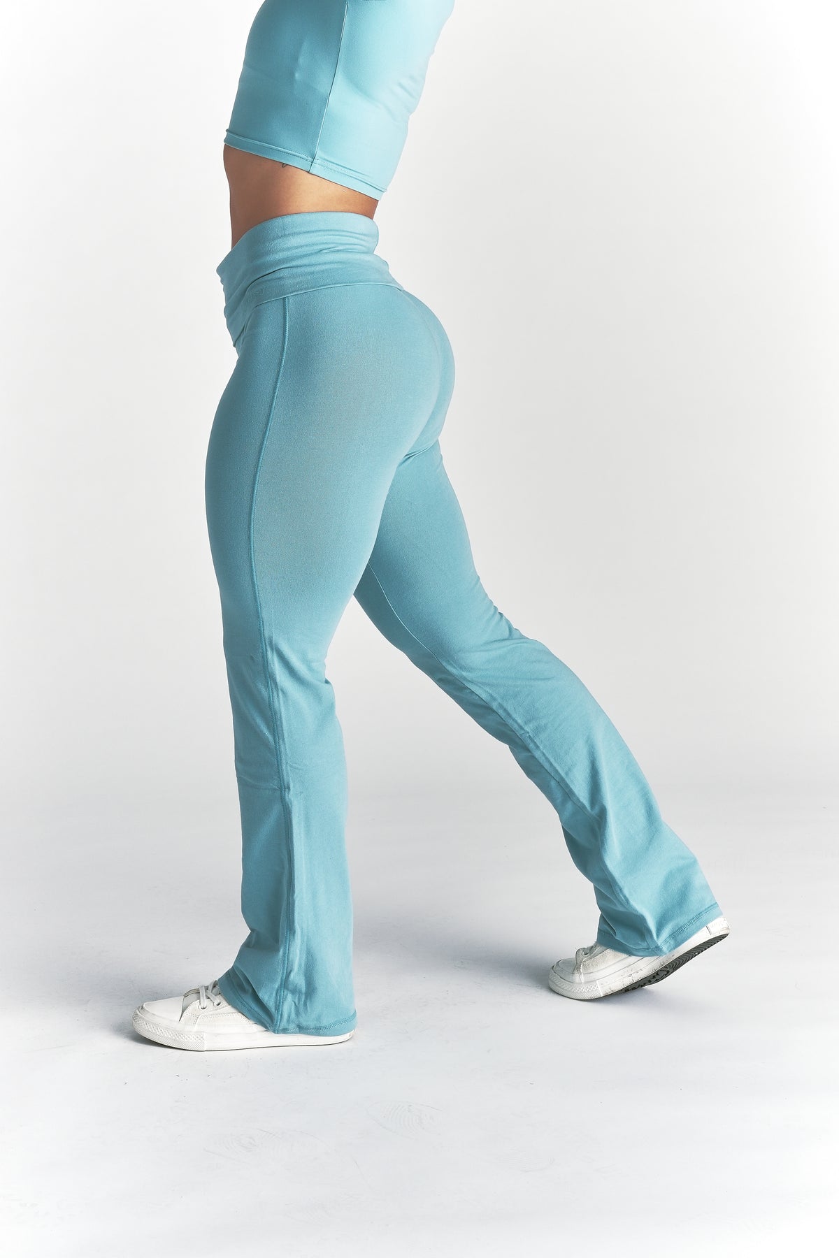 Cursive Wolves "Romy" Foldover Pants in Dusty Turquoise