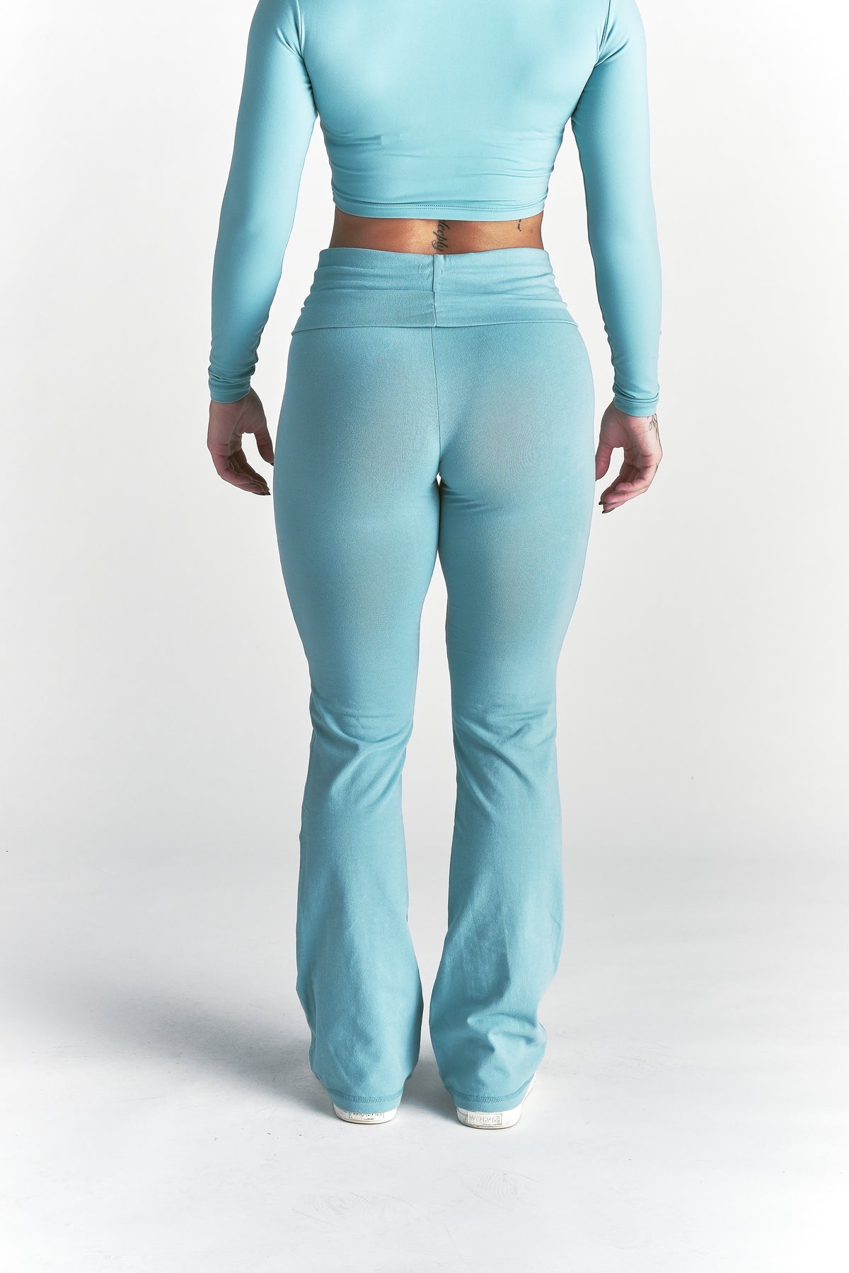 Cursive Wolves "Romy" Foldover Pants in Dusty Turquoise