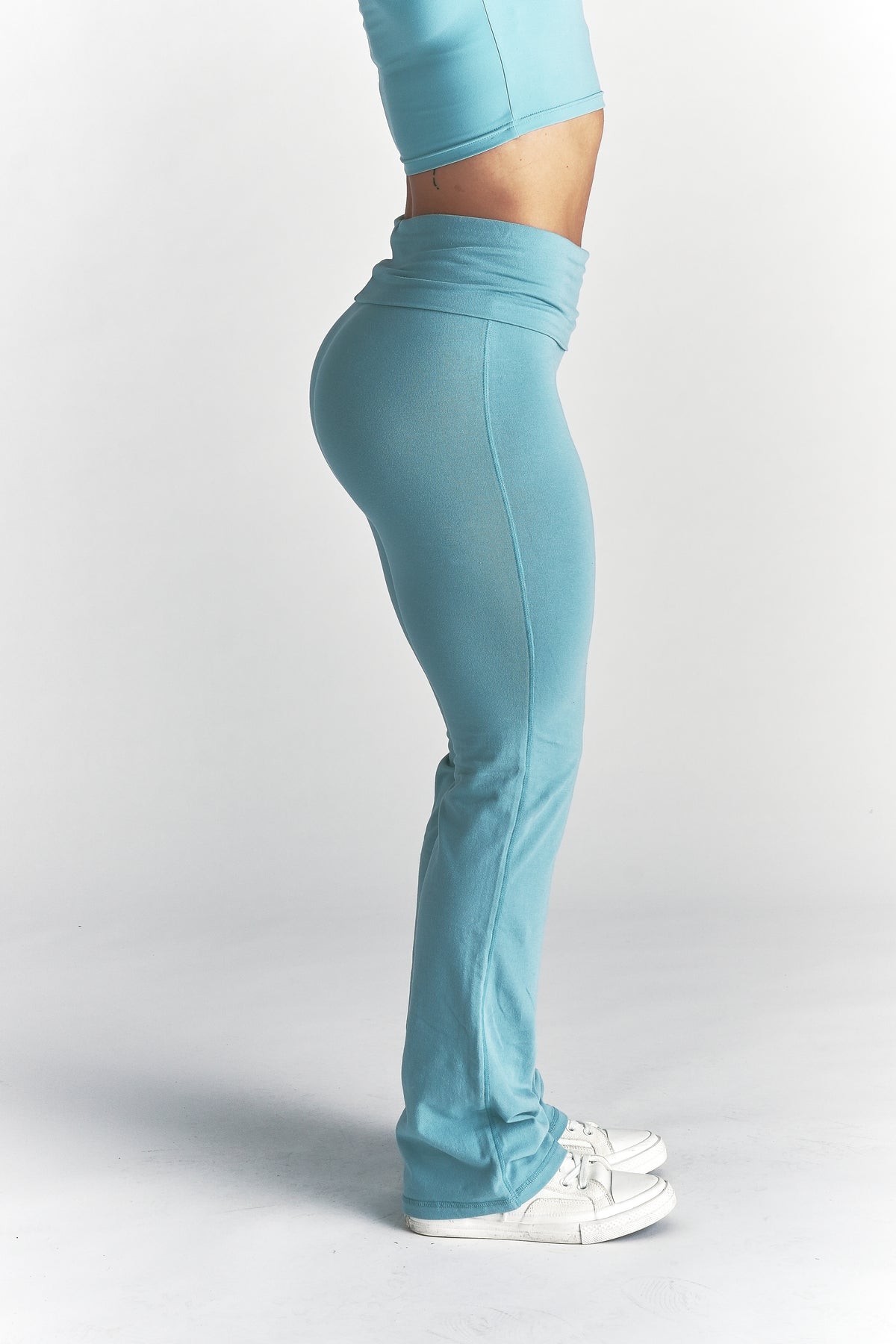 Cursive Wolves "Romy" Foldover Pants in Dusty Turquoise