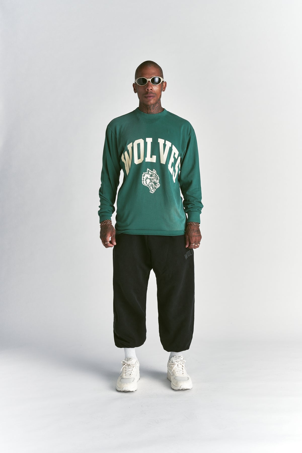 Wolves Worldwide "Premium" Oversized LS Tee in Sierra Pine Sun Fade