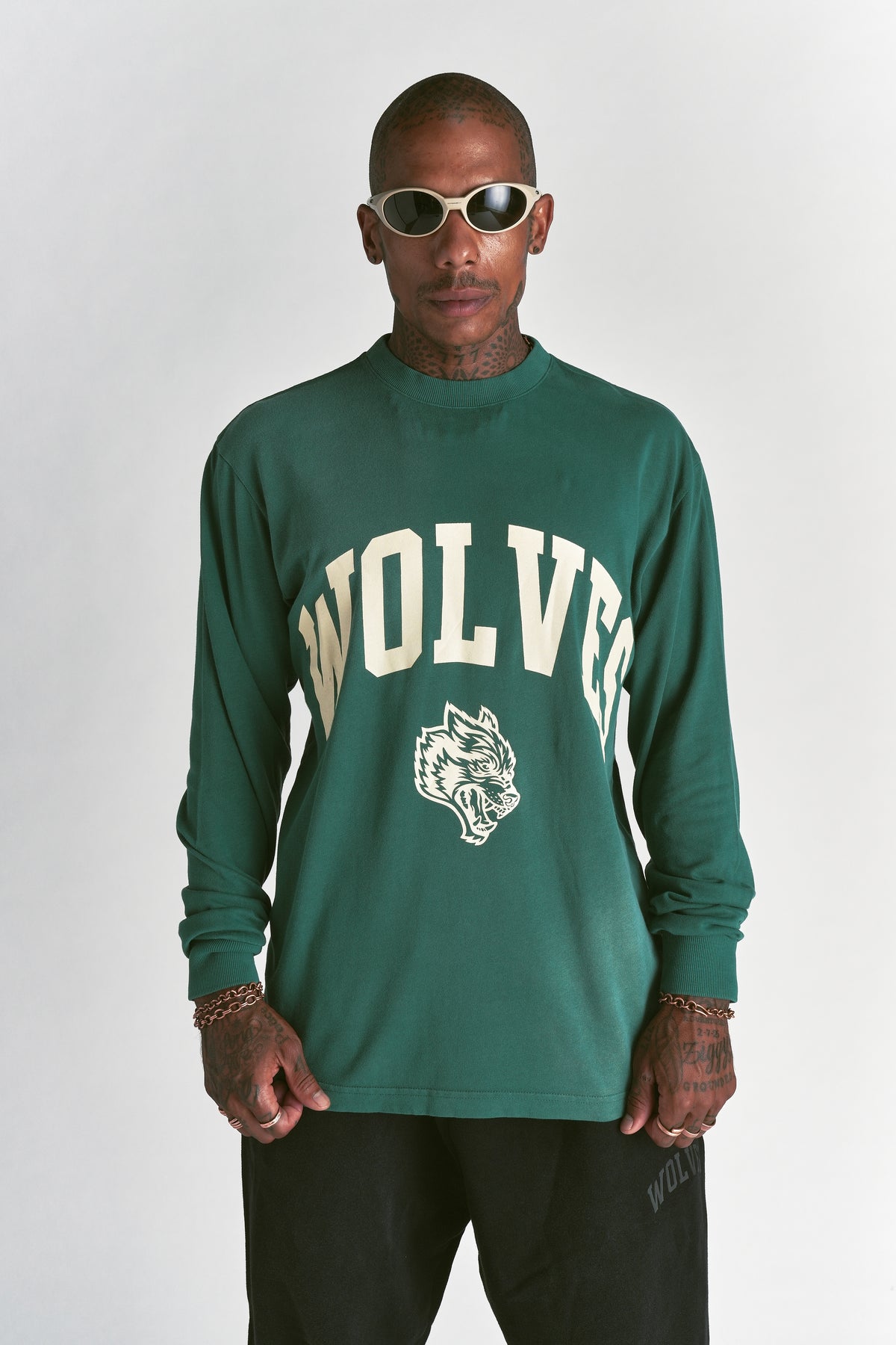 Wolves Worldwide "Premium" Oversized LS Tee in Sierra Pine Sun Fade