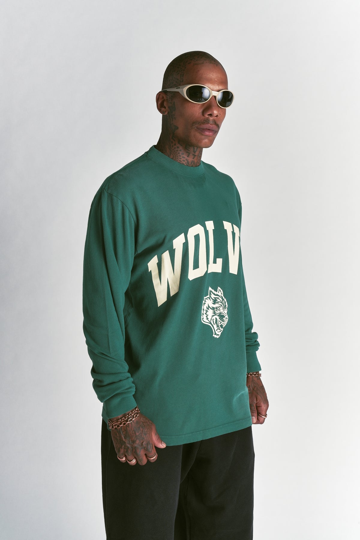 Wolves Worldwide "Premium" Oversized LS Tee in Sierra Pine Sun Fade