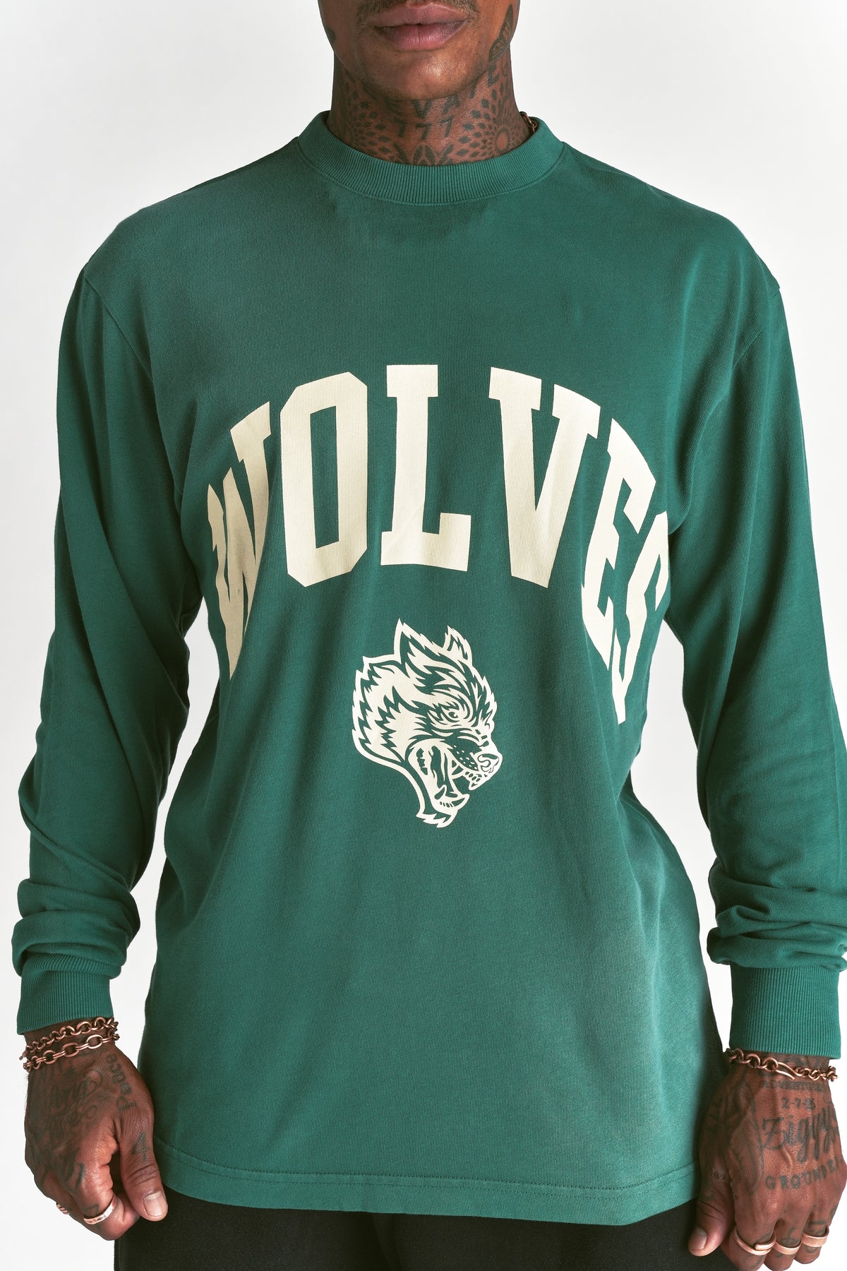 Wolves Worldwide "Premium" Oversized LS Tee in Sierra Pine Sun Fade