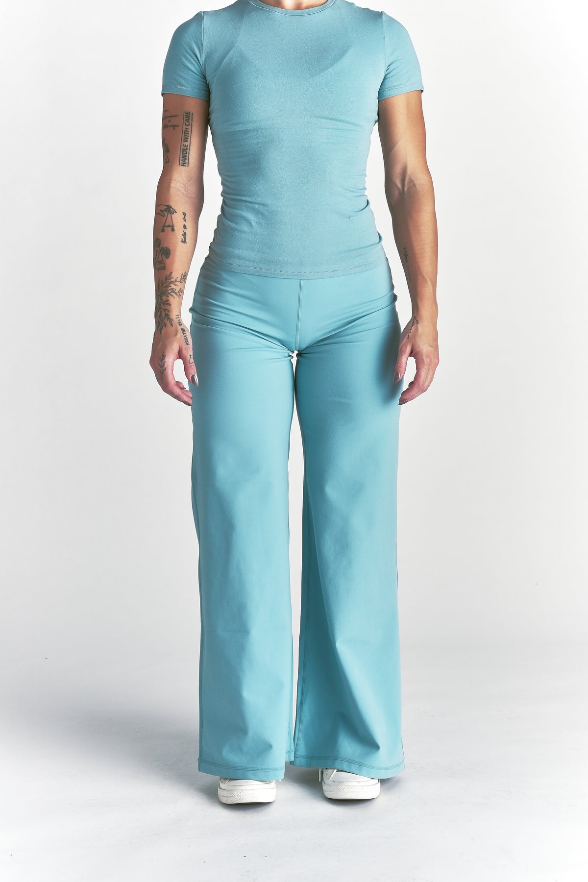 Wolf Wide Leg Energy Pants in Dusty Turquoise