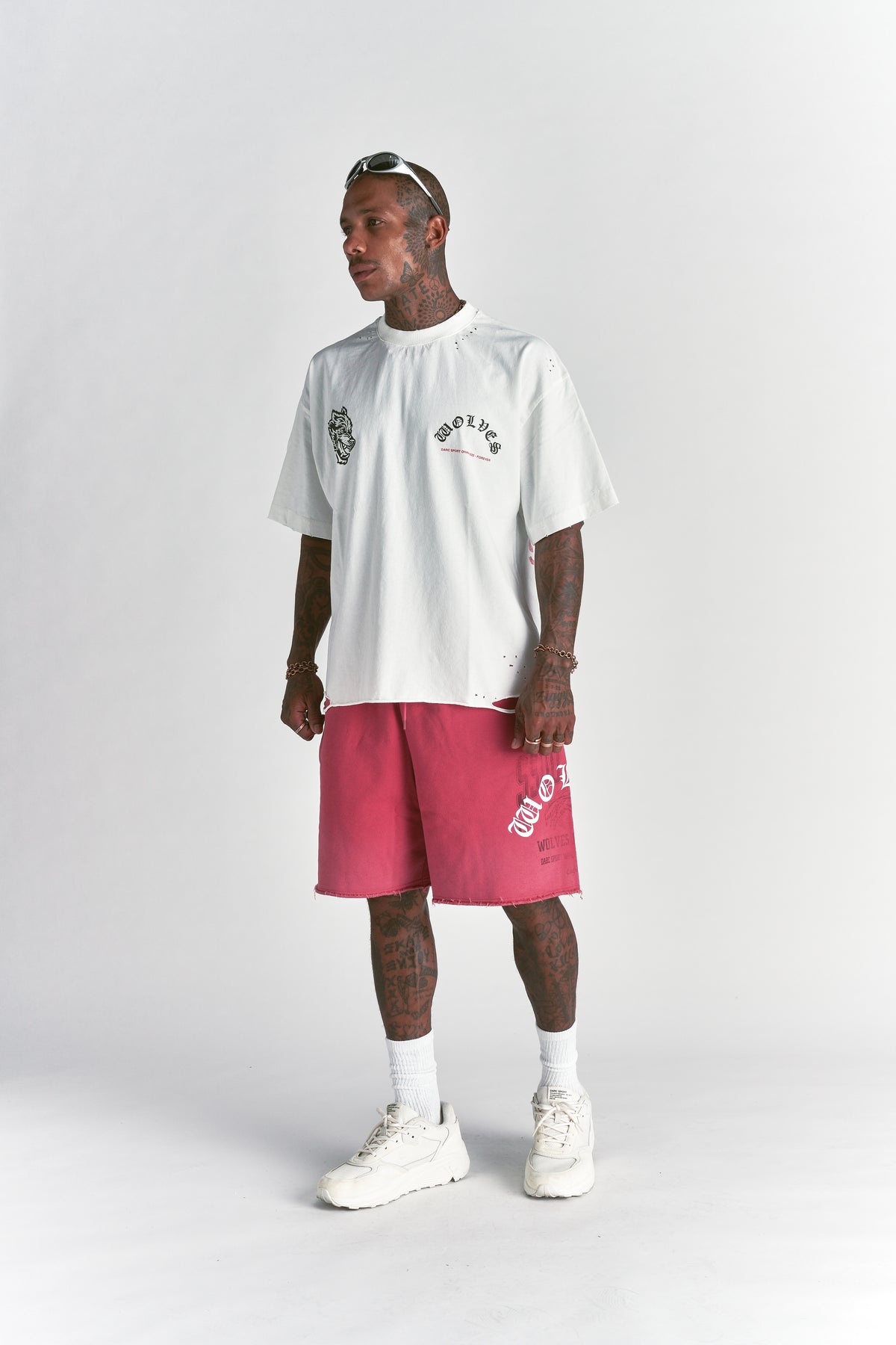 Wolves Never F*cking Give Up Distressed Grunge Tee in Cream