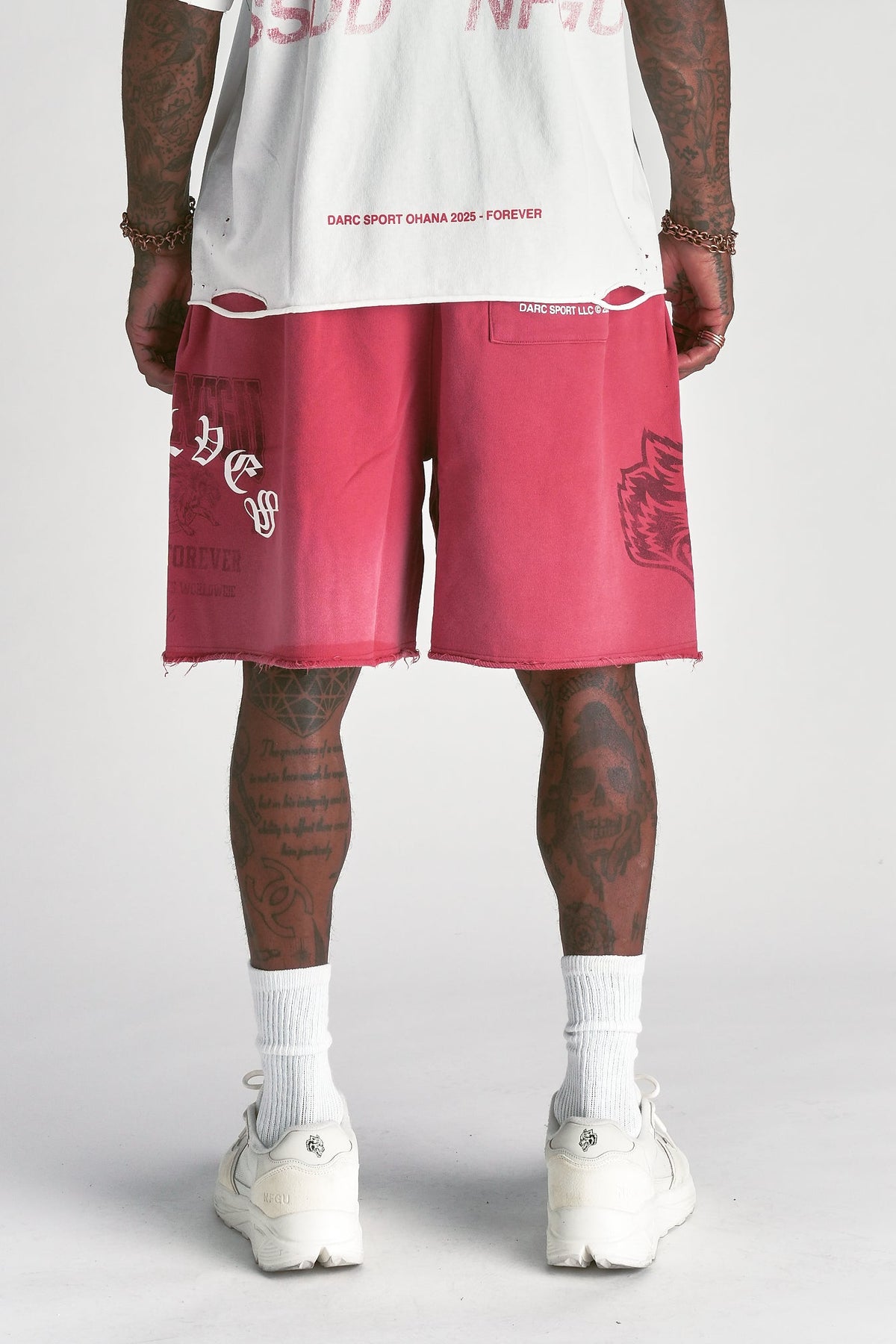Ohana League Grunge Brock Sweat Short in Roman Red Drift Wash