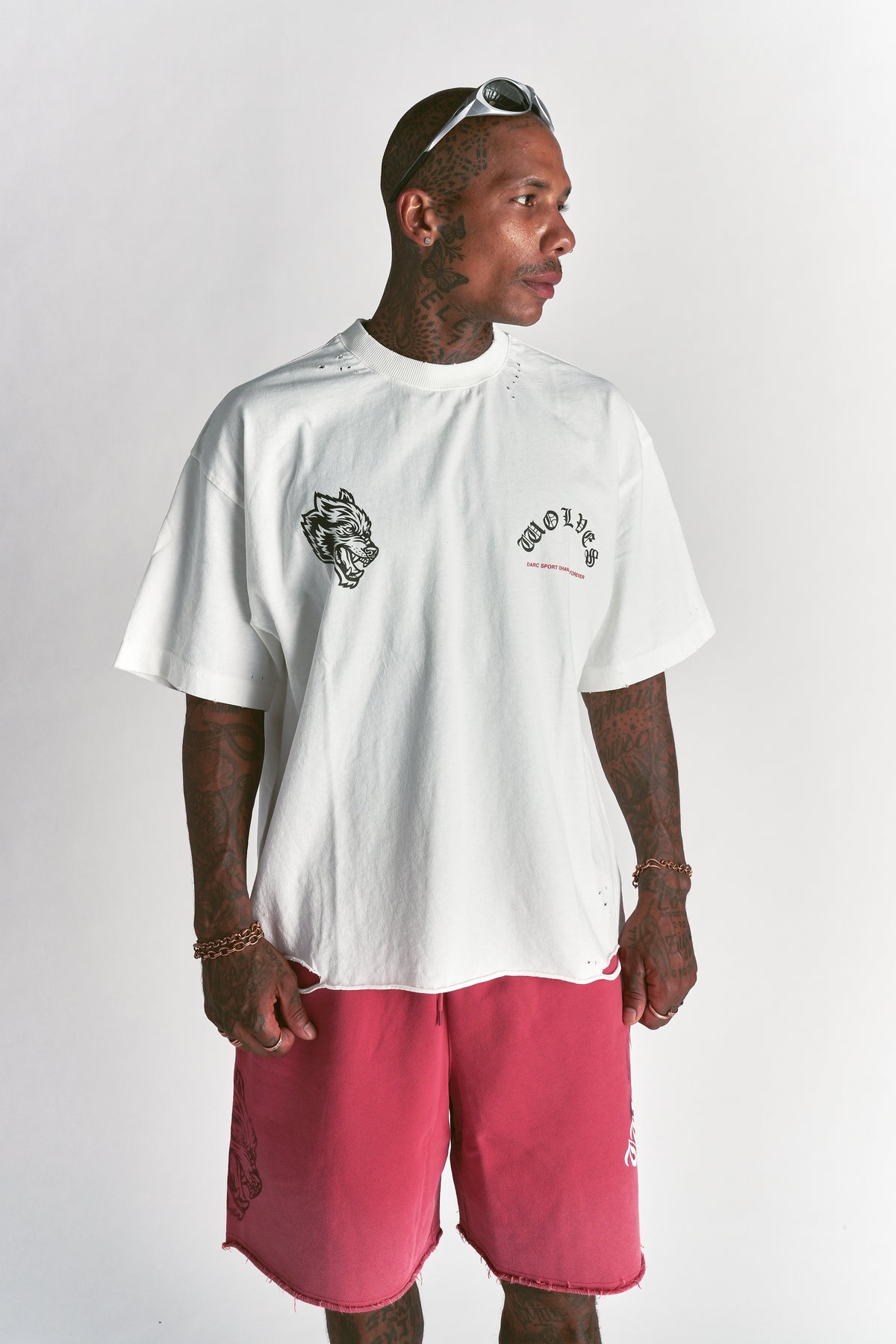 Wolves Never F*cking Give Up Distressed Grunge Tee in Cream