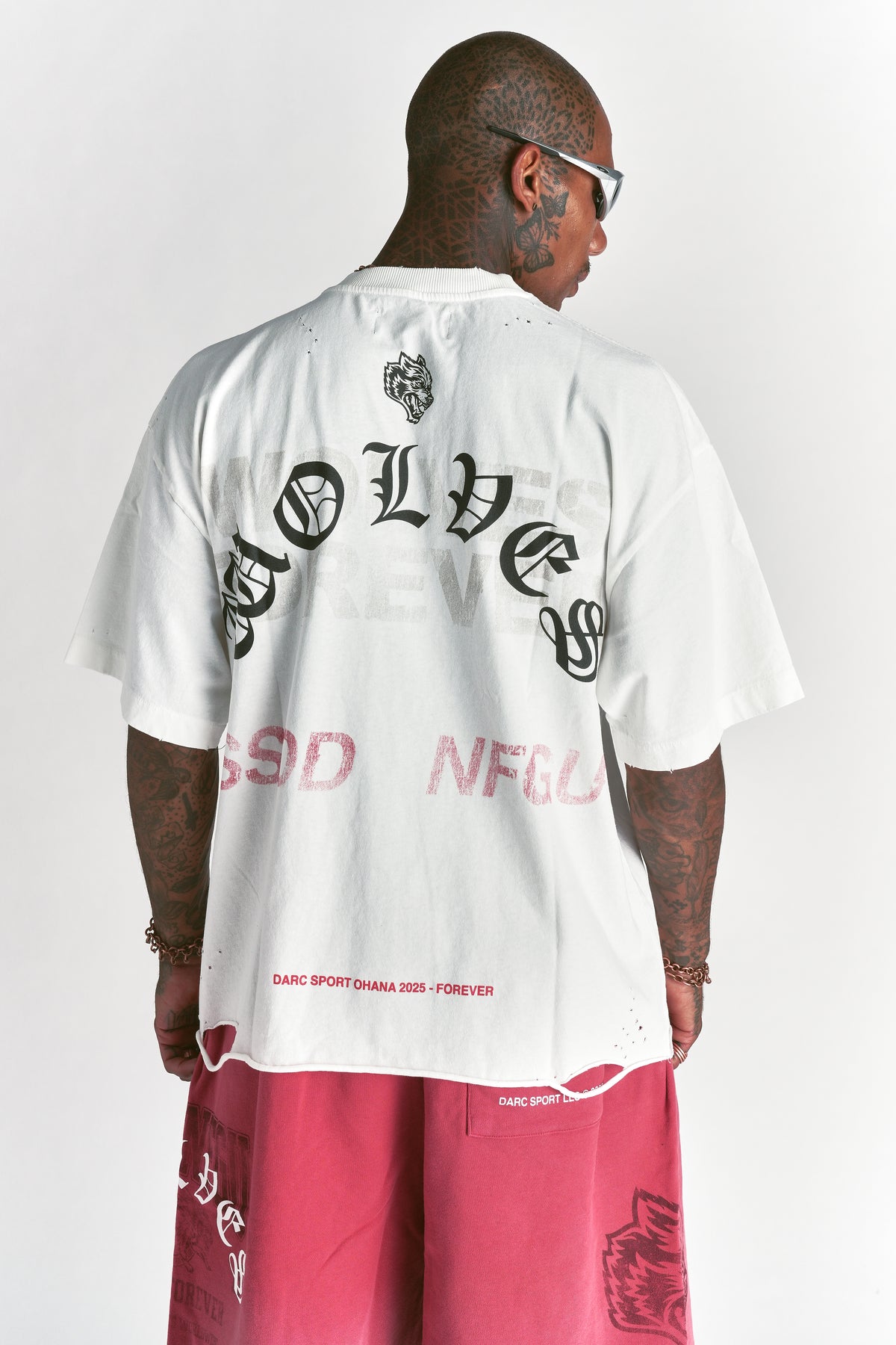 Wolves Never F*cking Give Up Distressed Grunge Tee in Cream