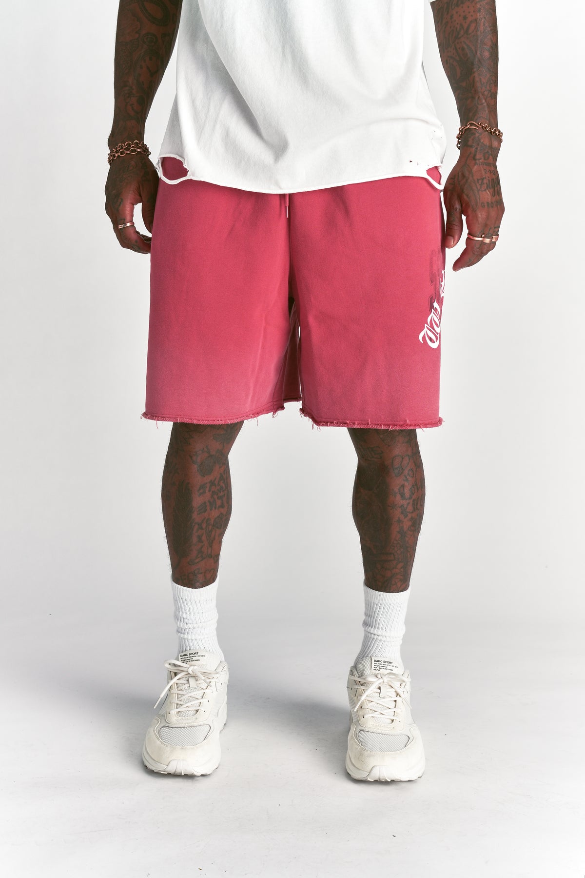 Ohana League Grunge Brock Sweat Short in Roman Red Drift Wash