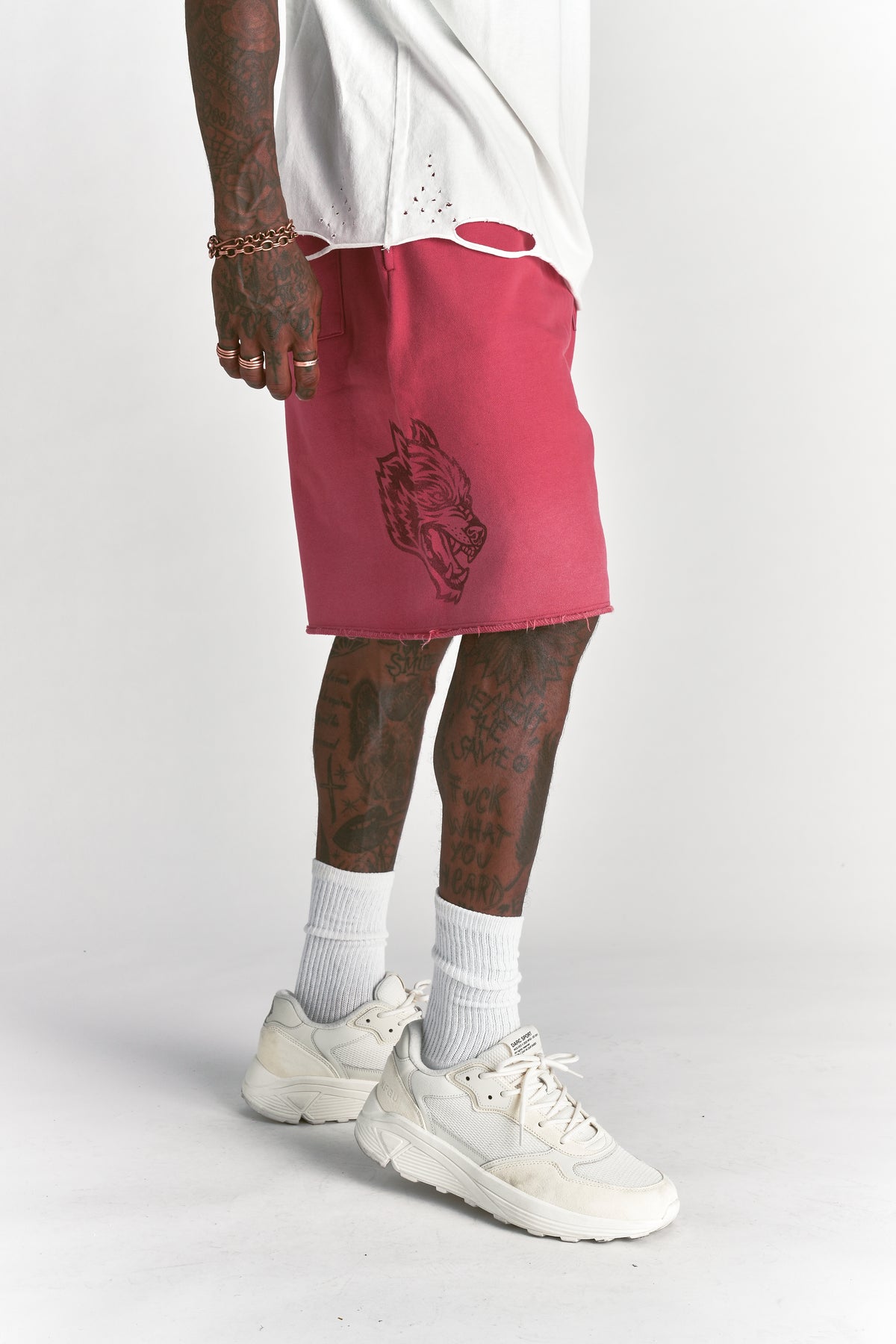 Ohana League Grunge Brock Sweat Short in Roman Red Drift Wash