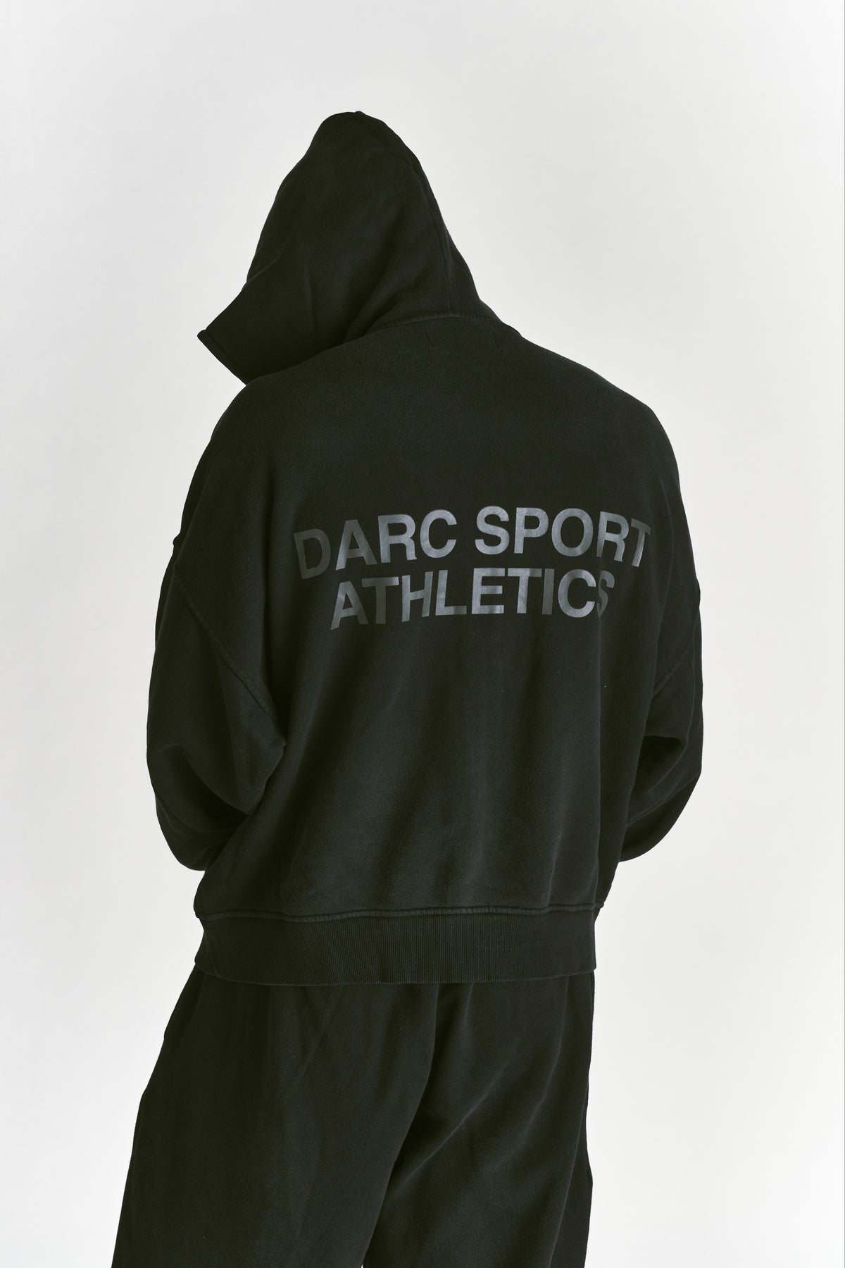 Darc Sport Athletics "Darco" Double Zip Hoodie in Black Sun Fade/Black