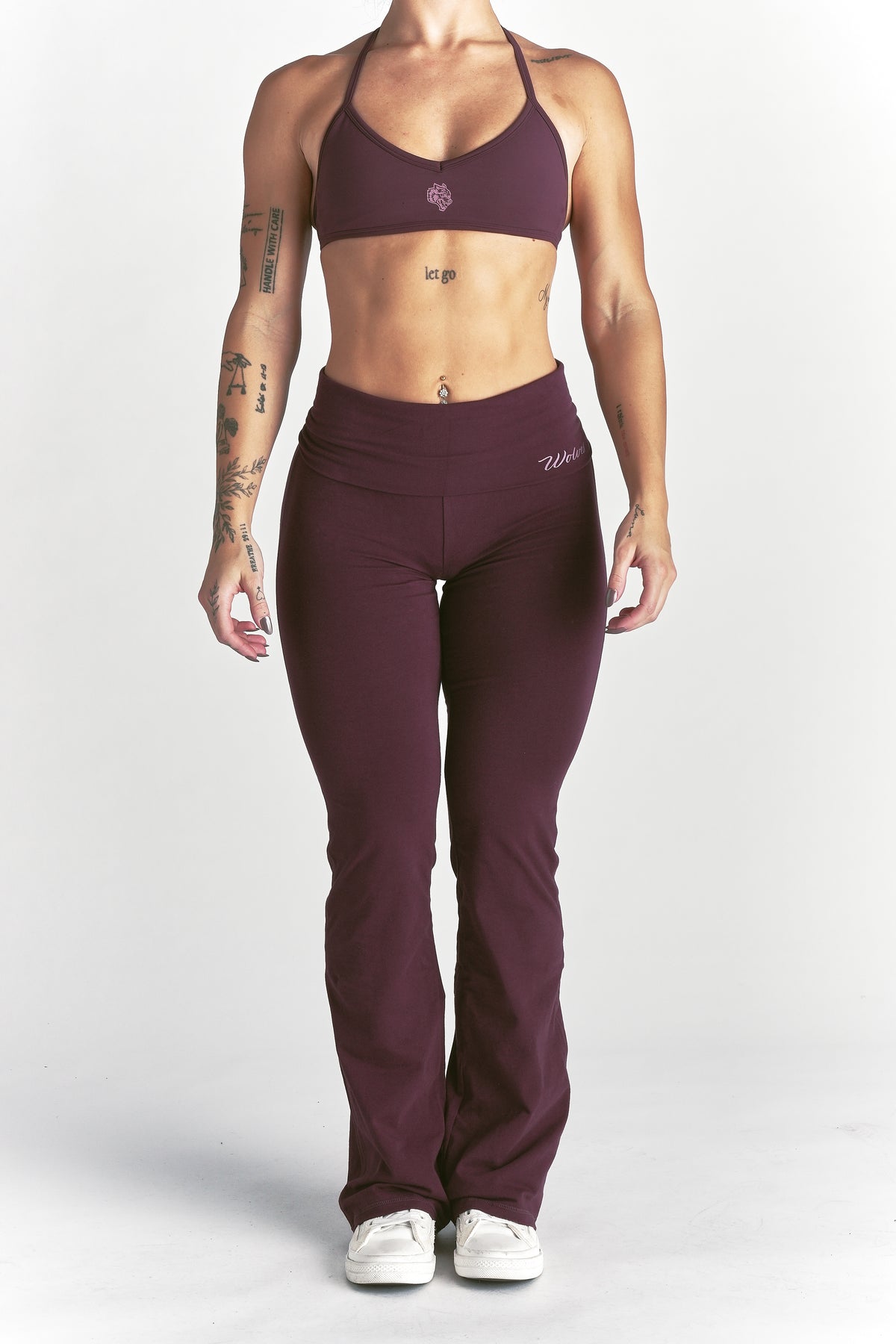 Cursive Wolves "Romy" Foldover Pants in Fig