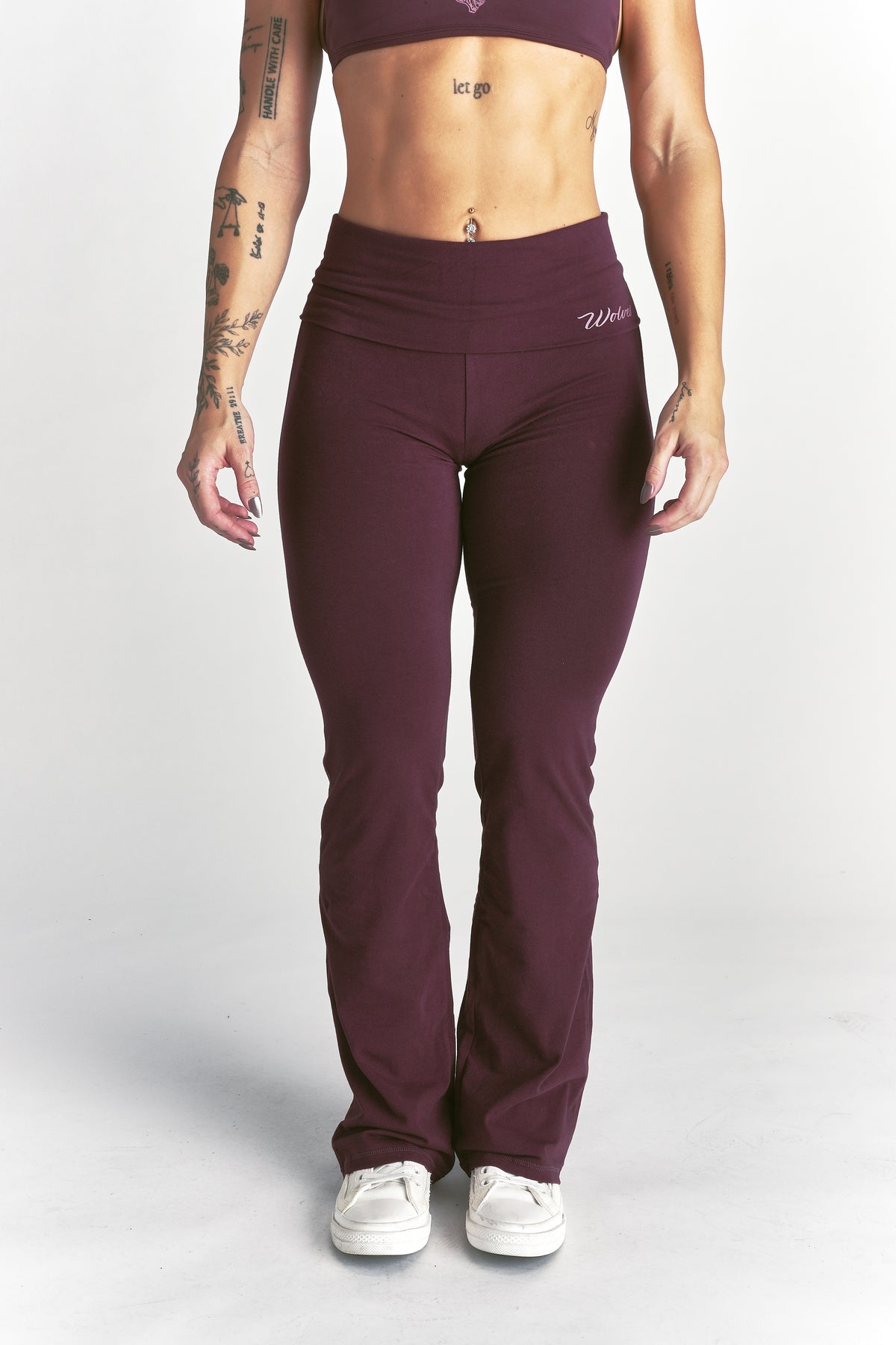 Cursive Wolves "Romy" Foldover Pants in Fig