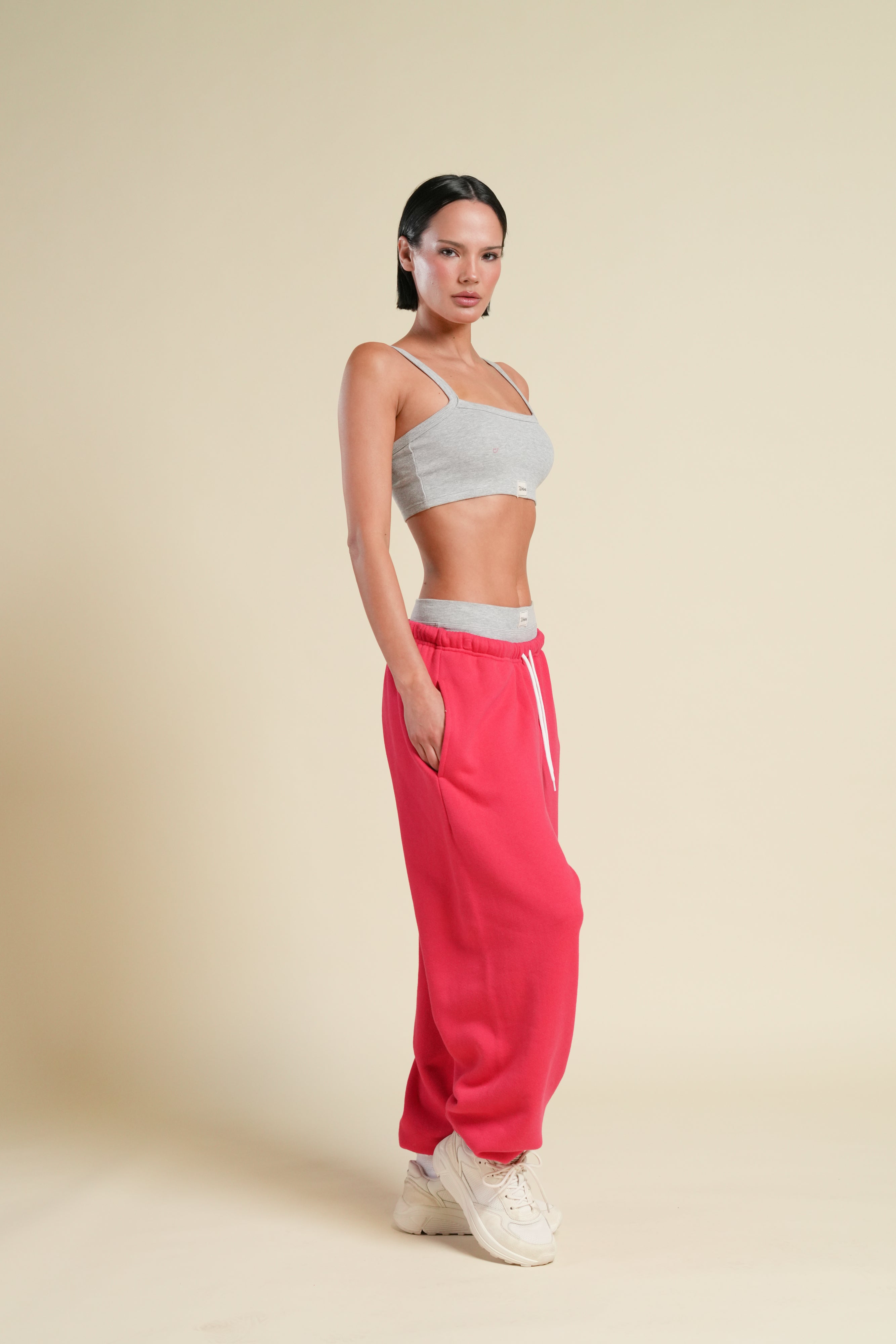 Cursive Wolves Premium Lounger Sweat Pants in Cherry