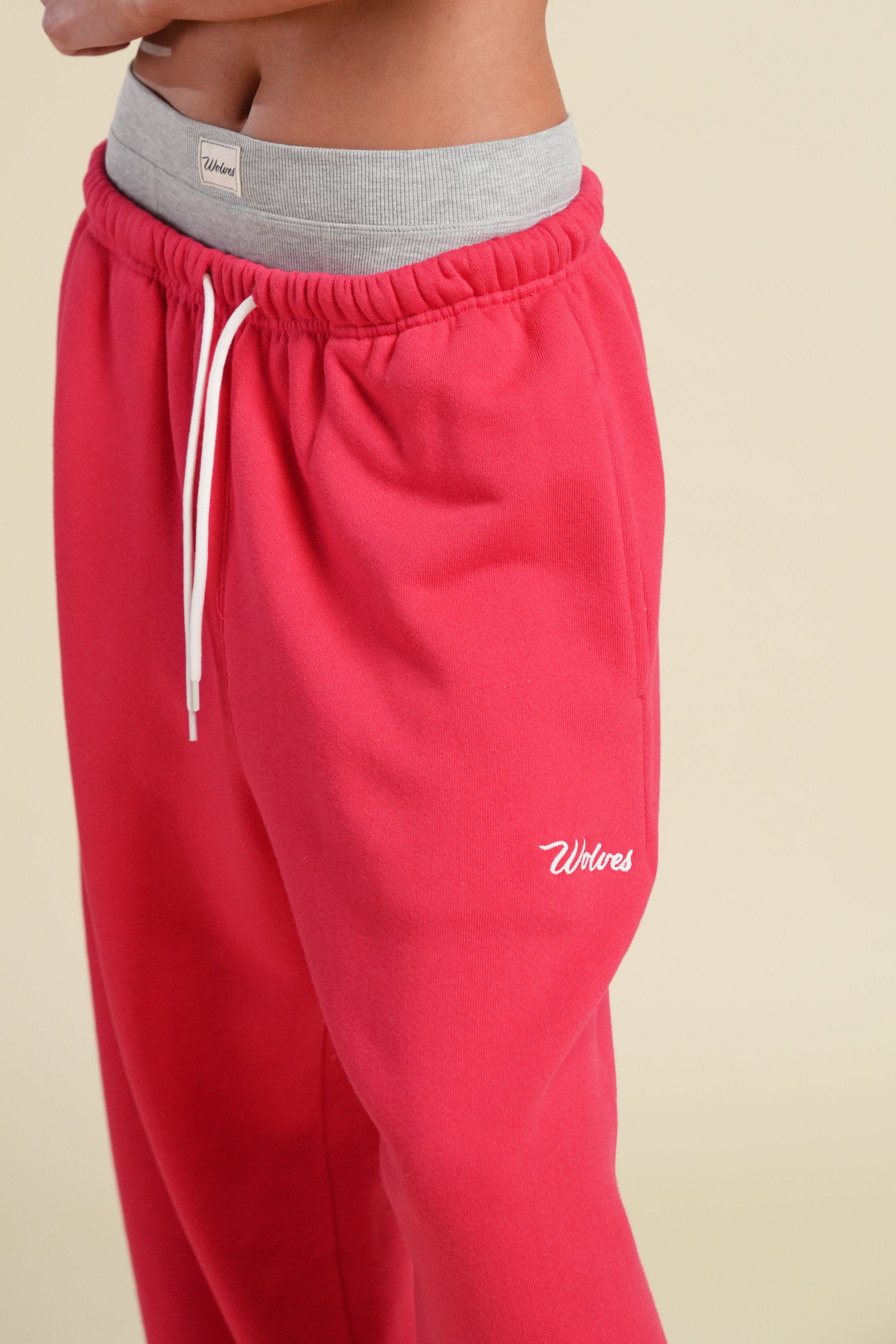 Cursive Wolves Premium Lounger Sweat Pants in Cherry