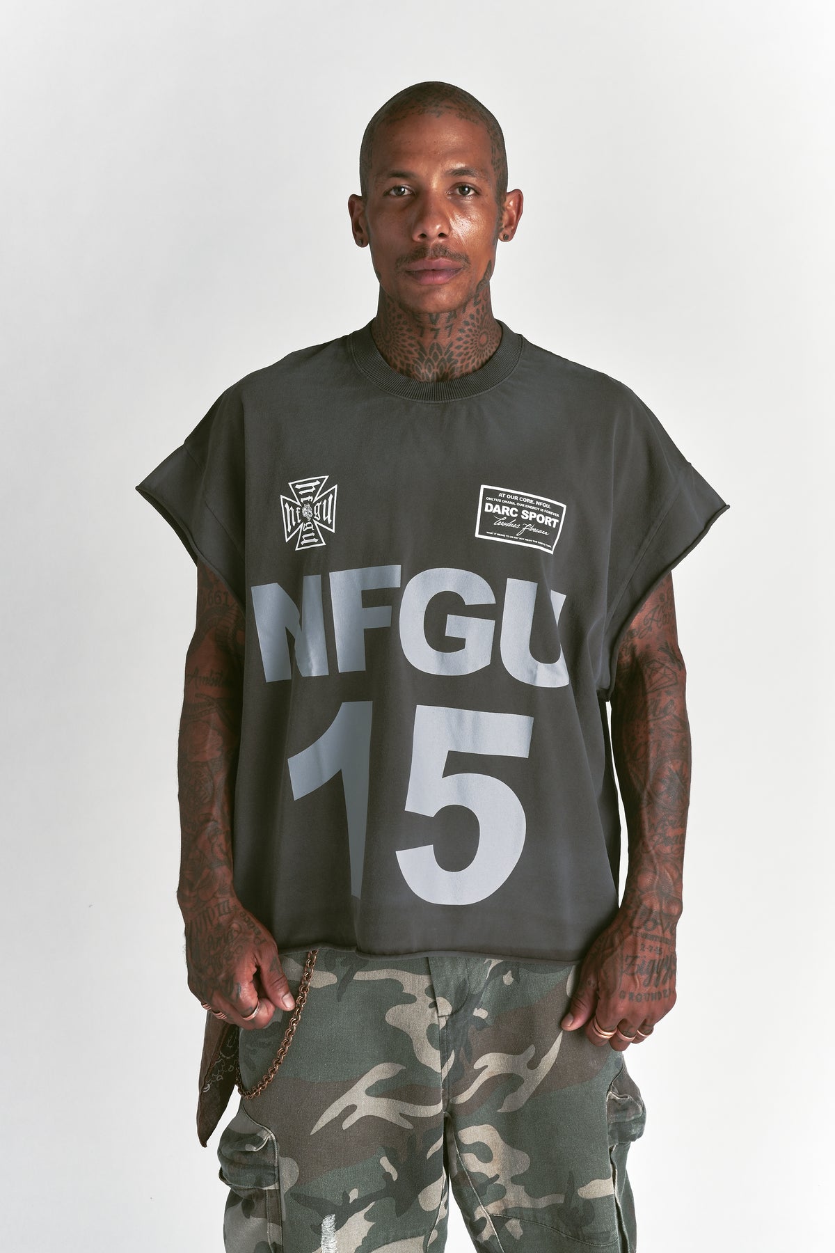 Since Day One "Grunge" Cut Off Tee in Wolf Gray Drift Wash