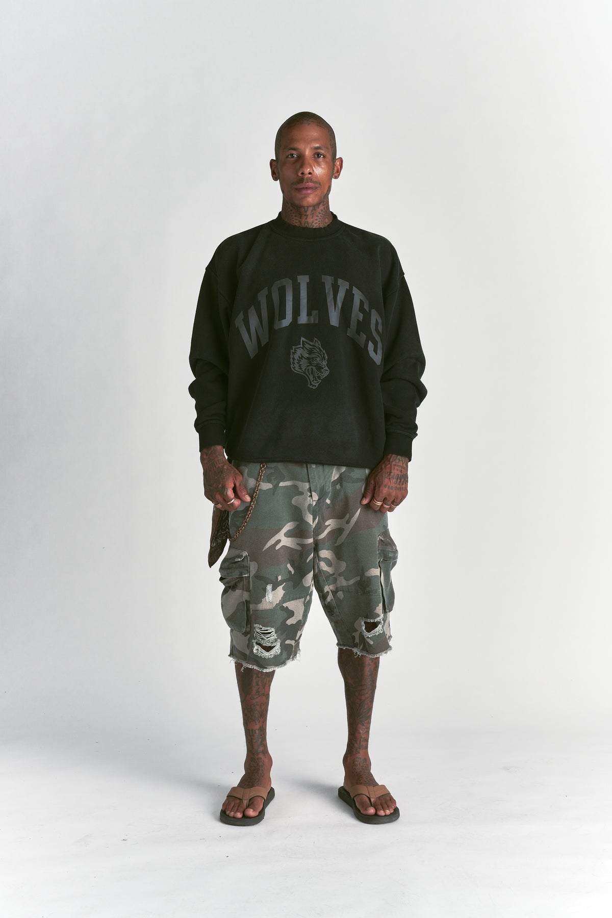 Loyalty London Crewneck in Black Sun Fade/Black