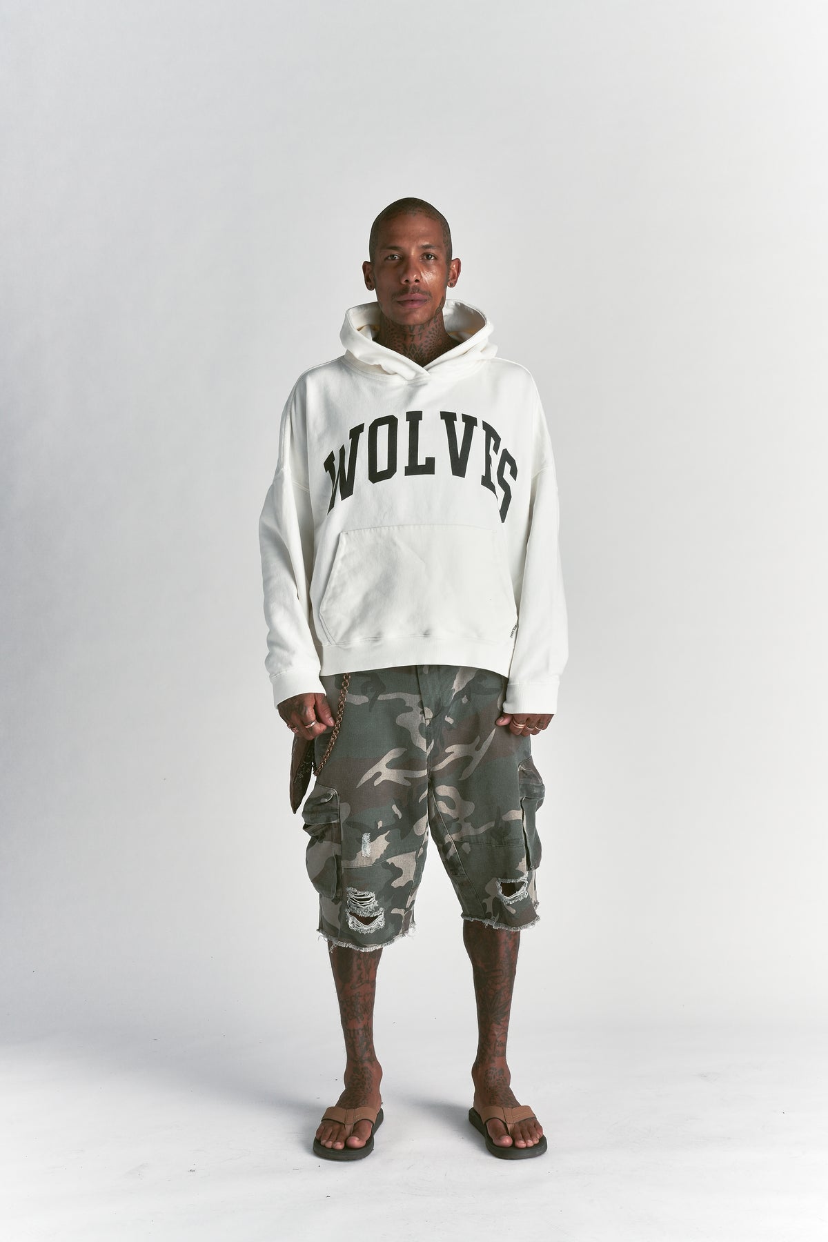 Only Loyalty Grunge "Gage" Box Cut Hoodie in Cream