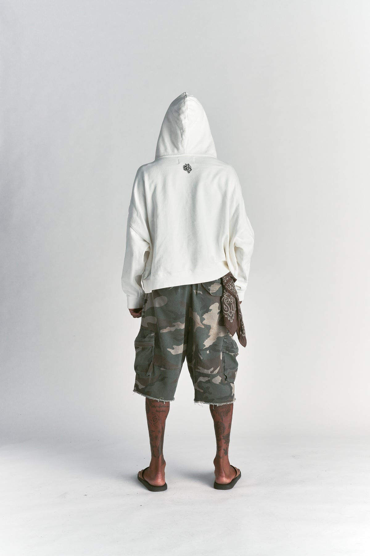 Only Loyalty Grunge "Gage" Box Cut Hoodie in Cream