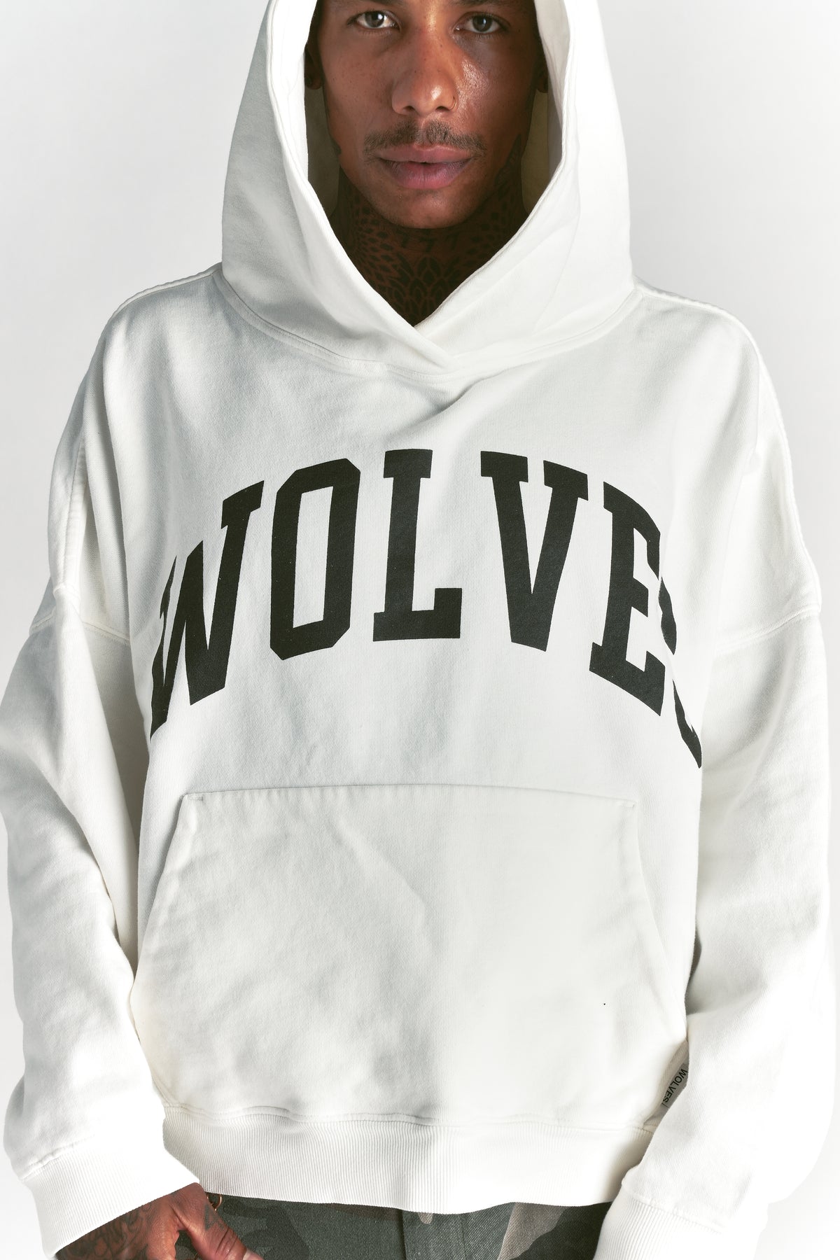 Only Loyalty Grunge "Gage" Box Cut Hoodie in Cream