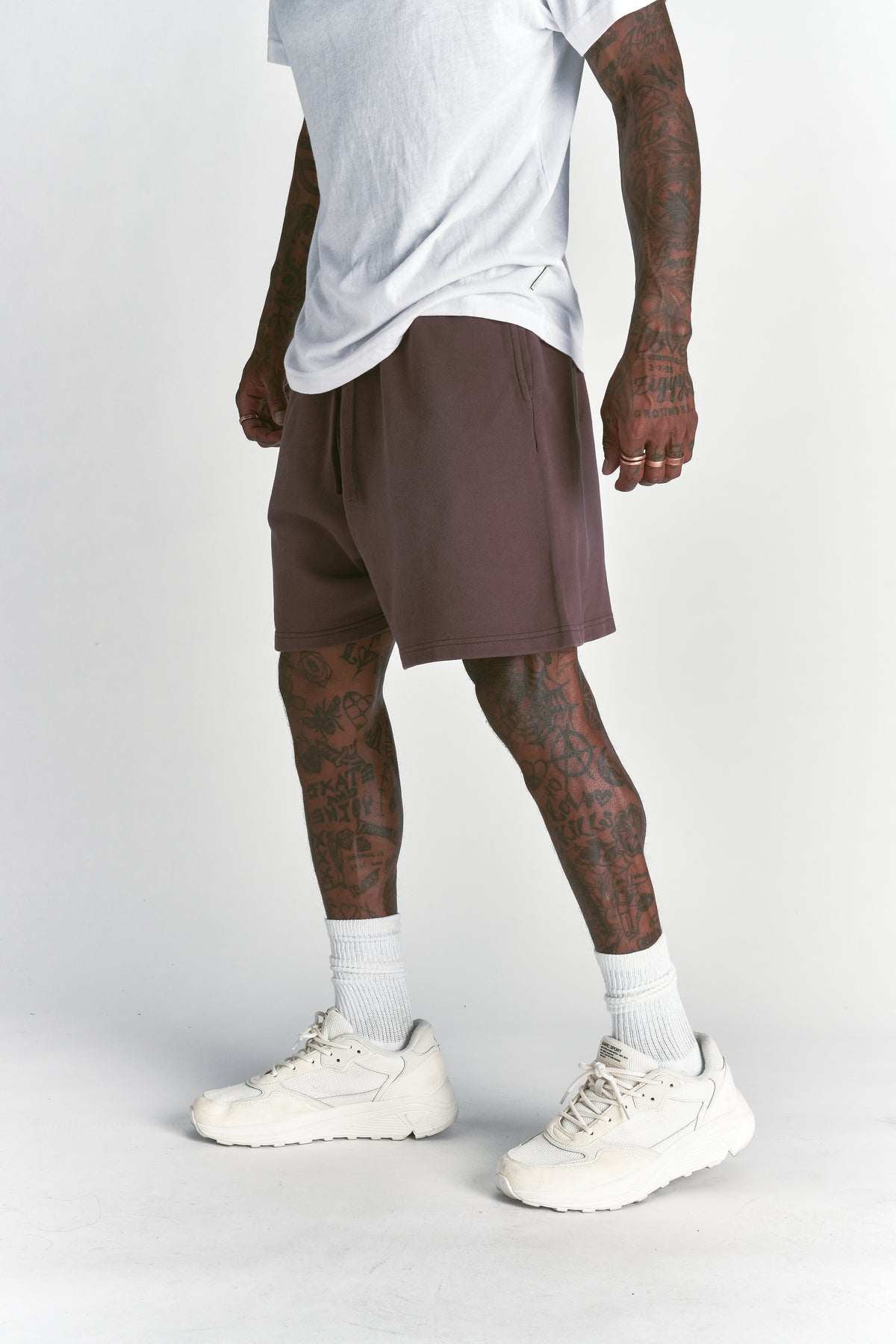 Just Wolves Oversized Post Lounge Sweat Shorts Ironwood Sun Fade
