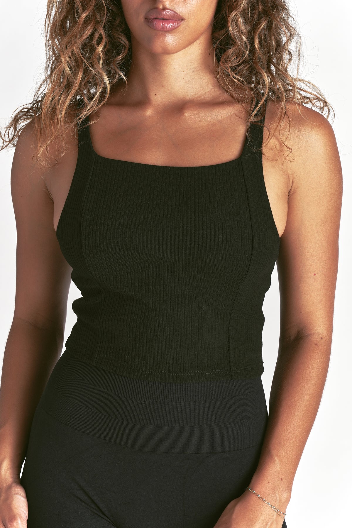 Forever Avery Rib Tank in Black