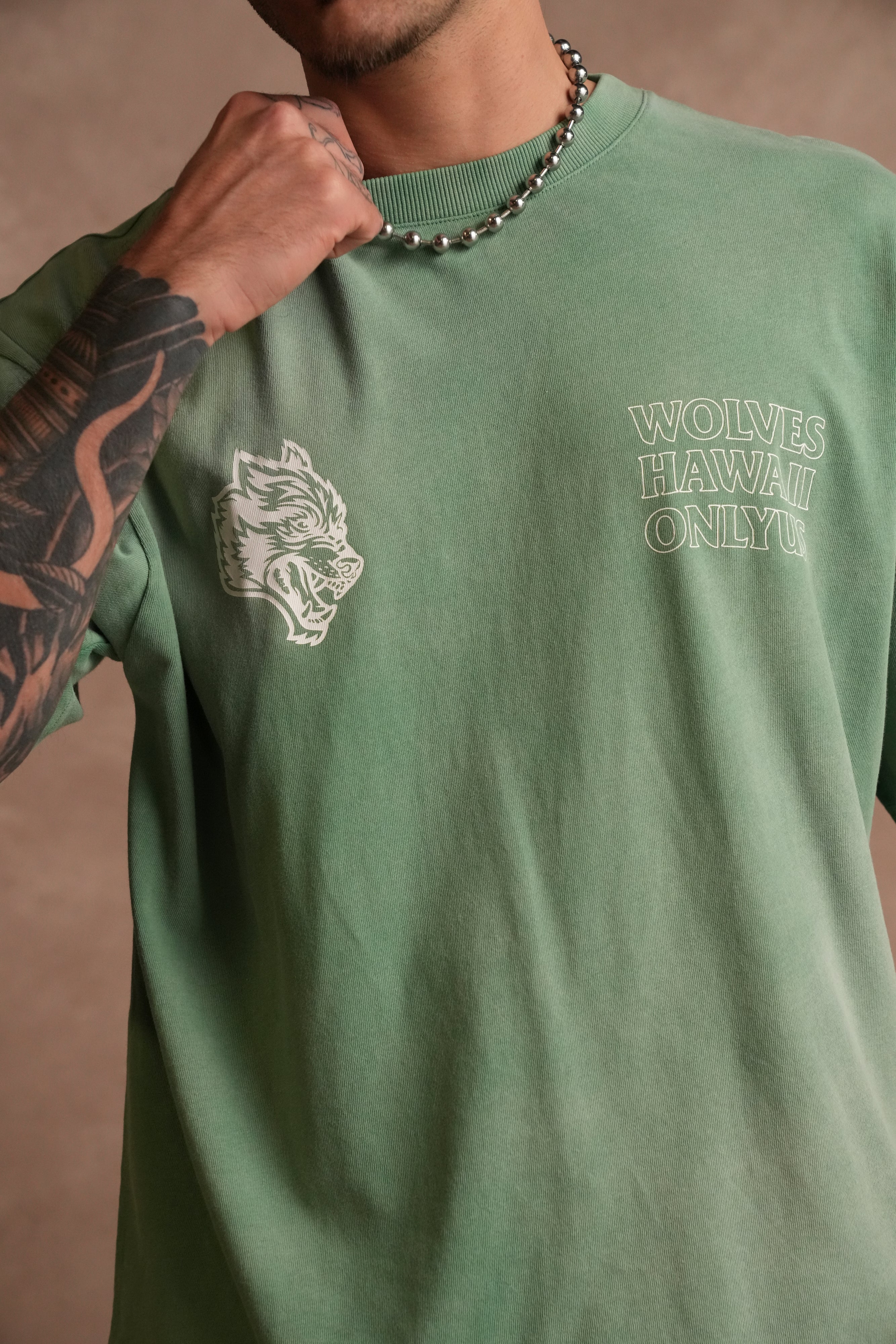 Only Us Hawaii "Premium" Oversized Tee in Lush Green Sun Fade