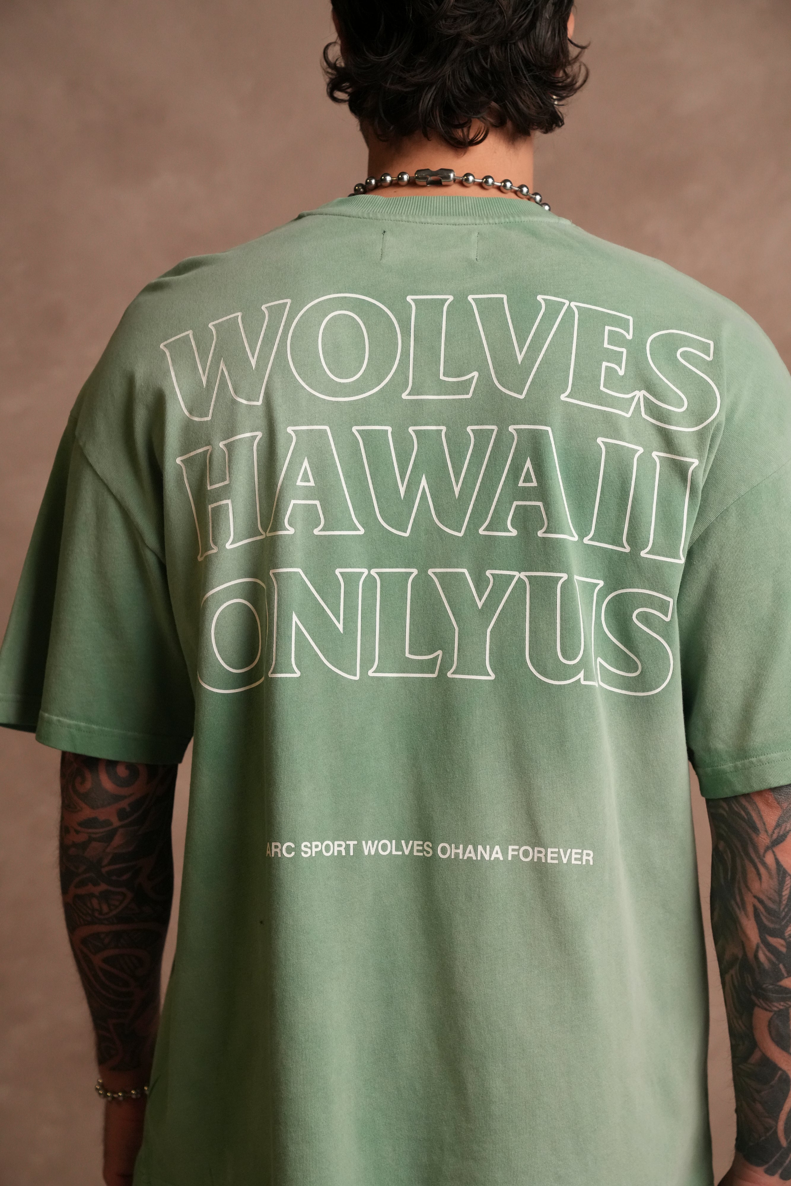 Only Us Hawaii "Premium" Oversized Tee in Lush Green Sun Fade