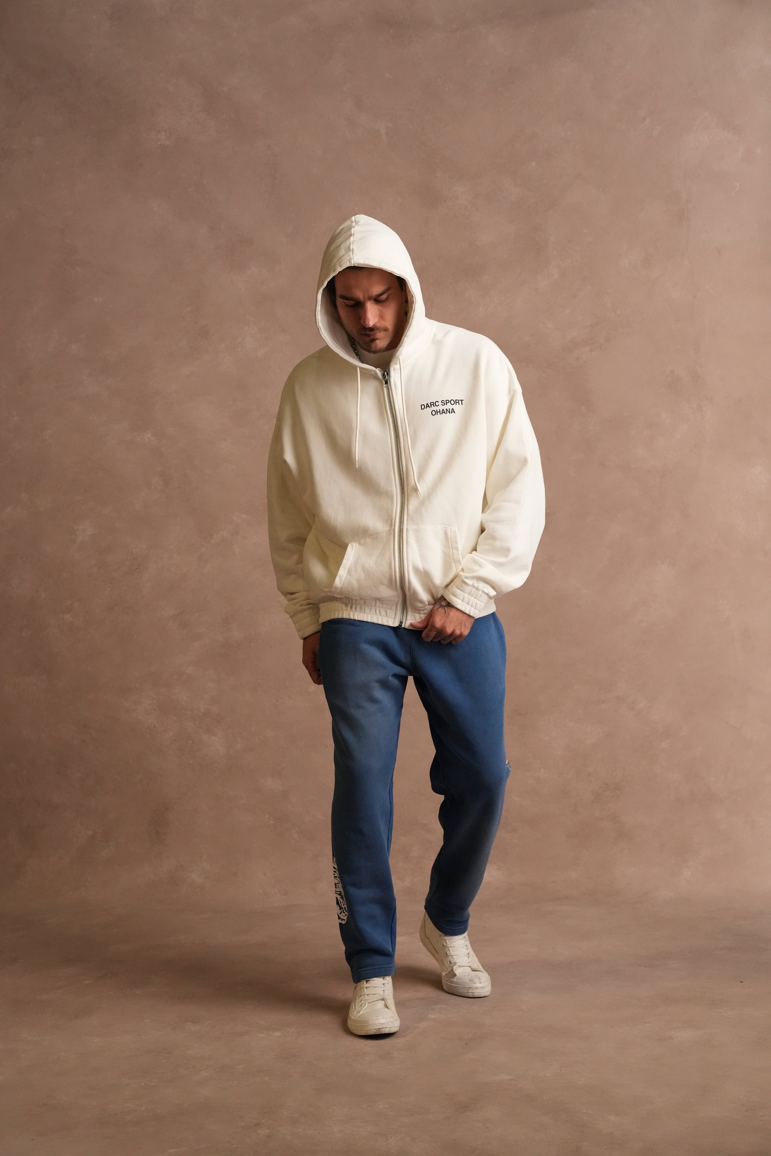 Darc Sport Ohana "Chambers" Zip Hoodie in Cream