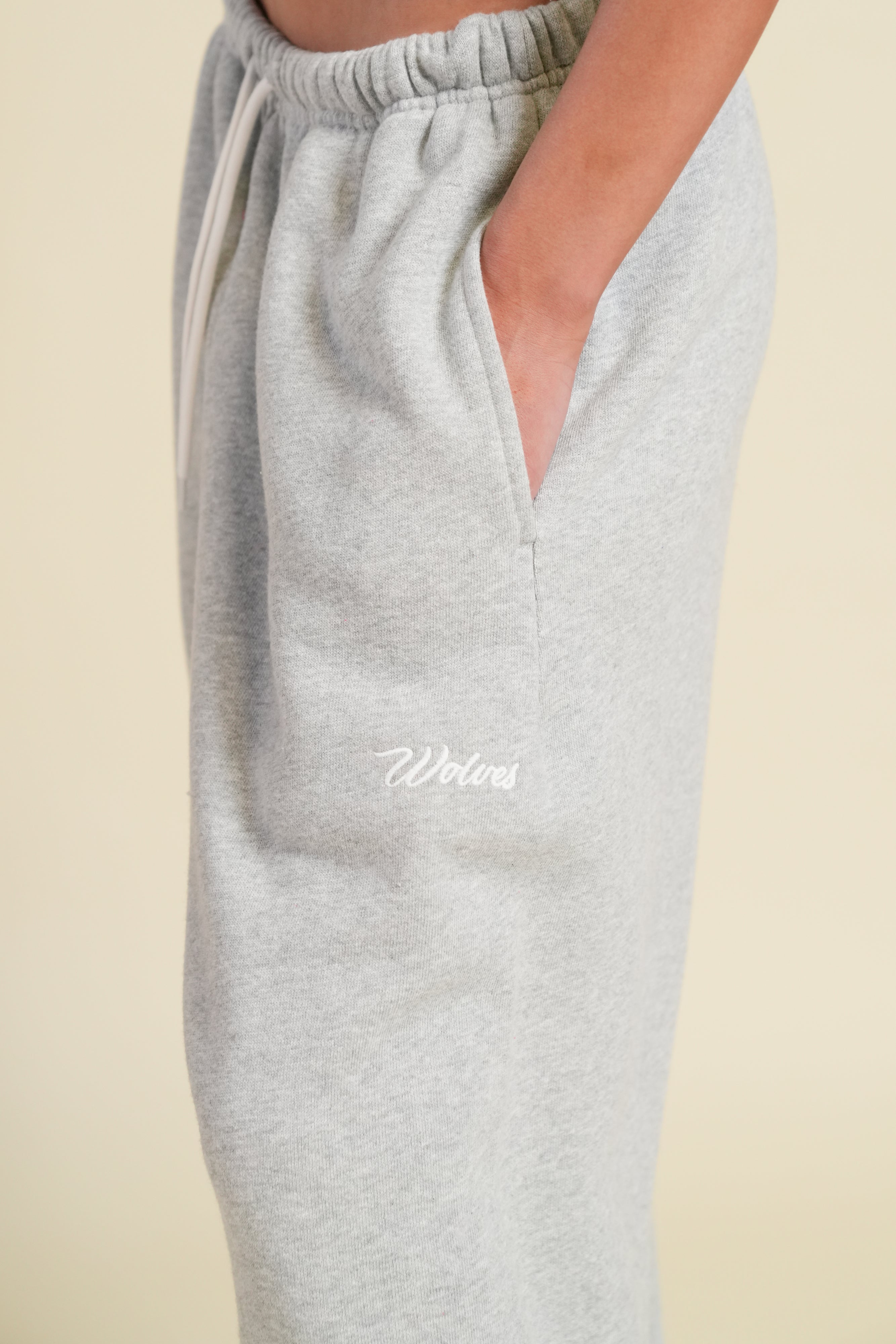 Cursive Wolves Premium Lounger Sweat Pants in Heather Gray