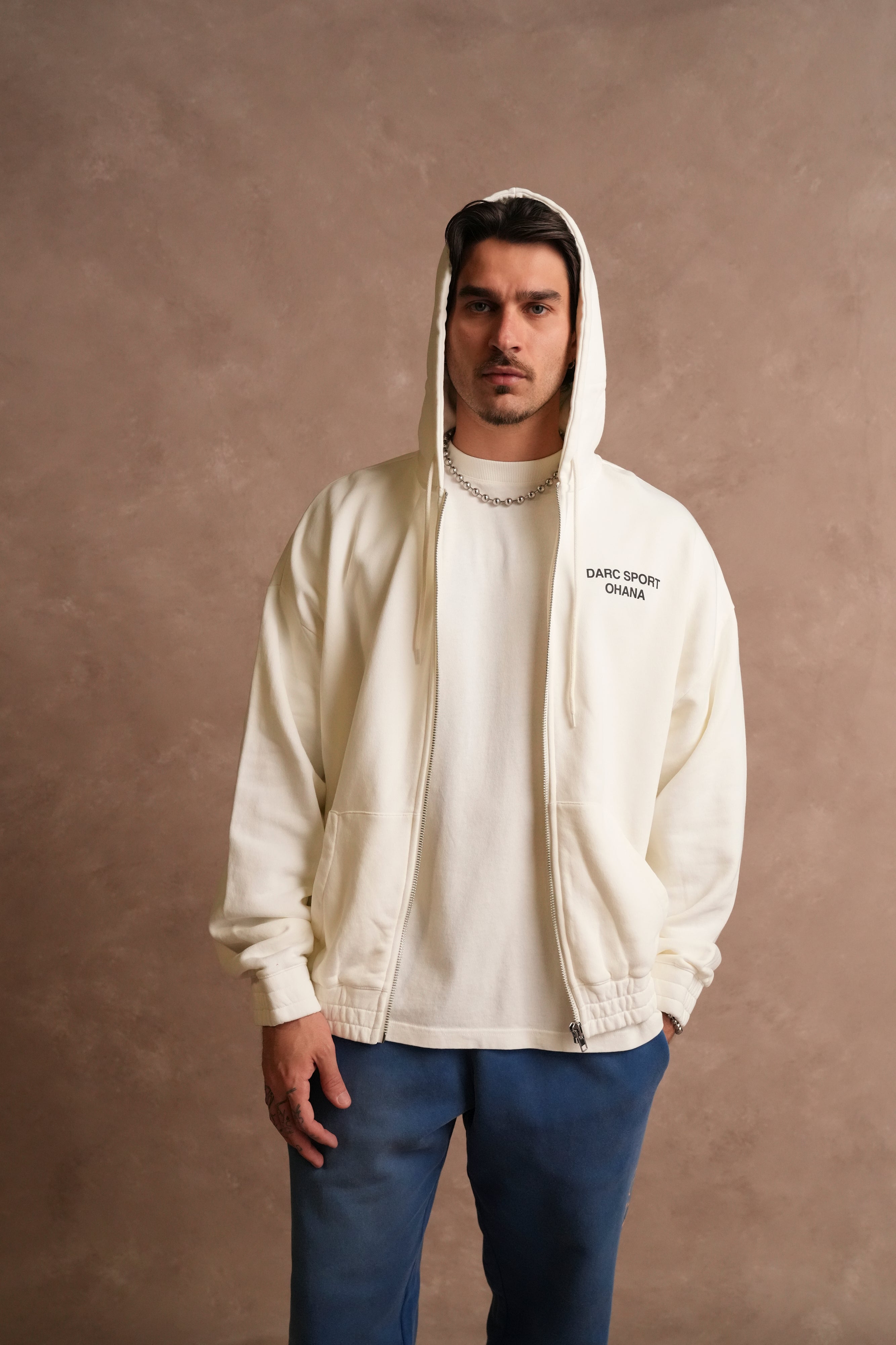 Darc Sport Ohana "Chambers" Zip Hoodie in Cream