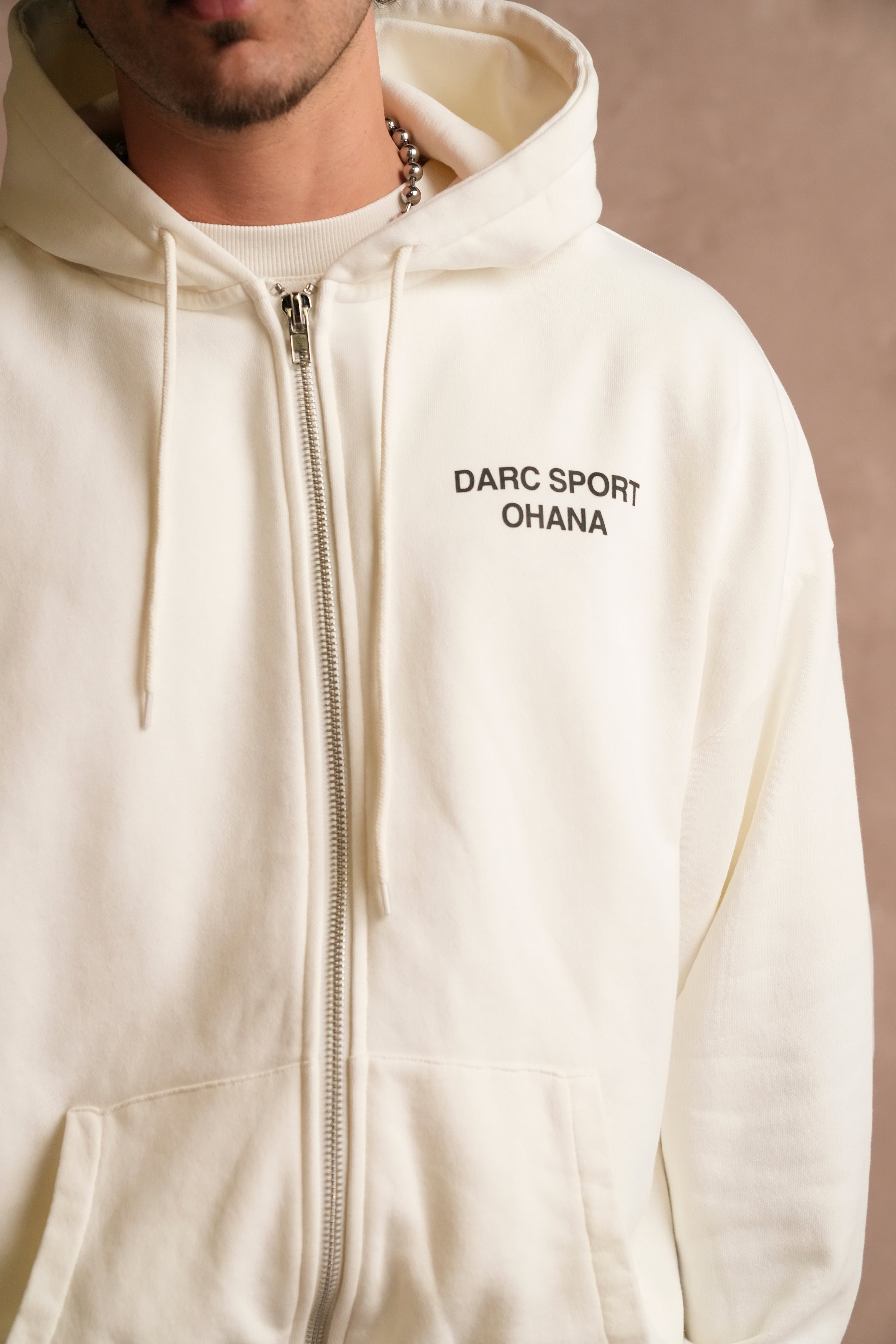 Darc Sport Ohana "Chambers" Zip Hoodie in Cream
