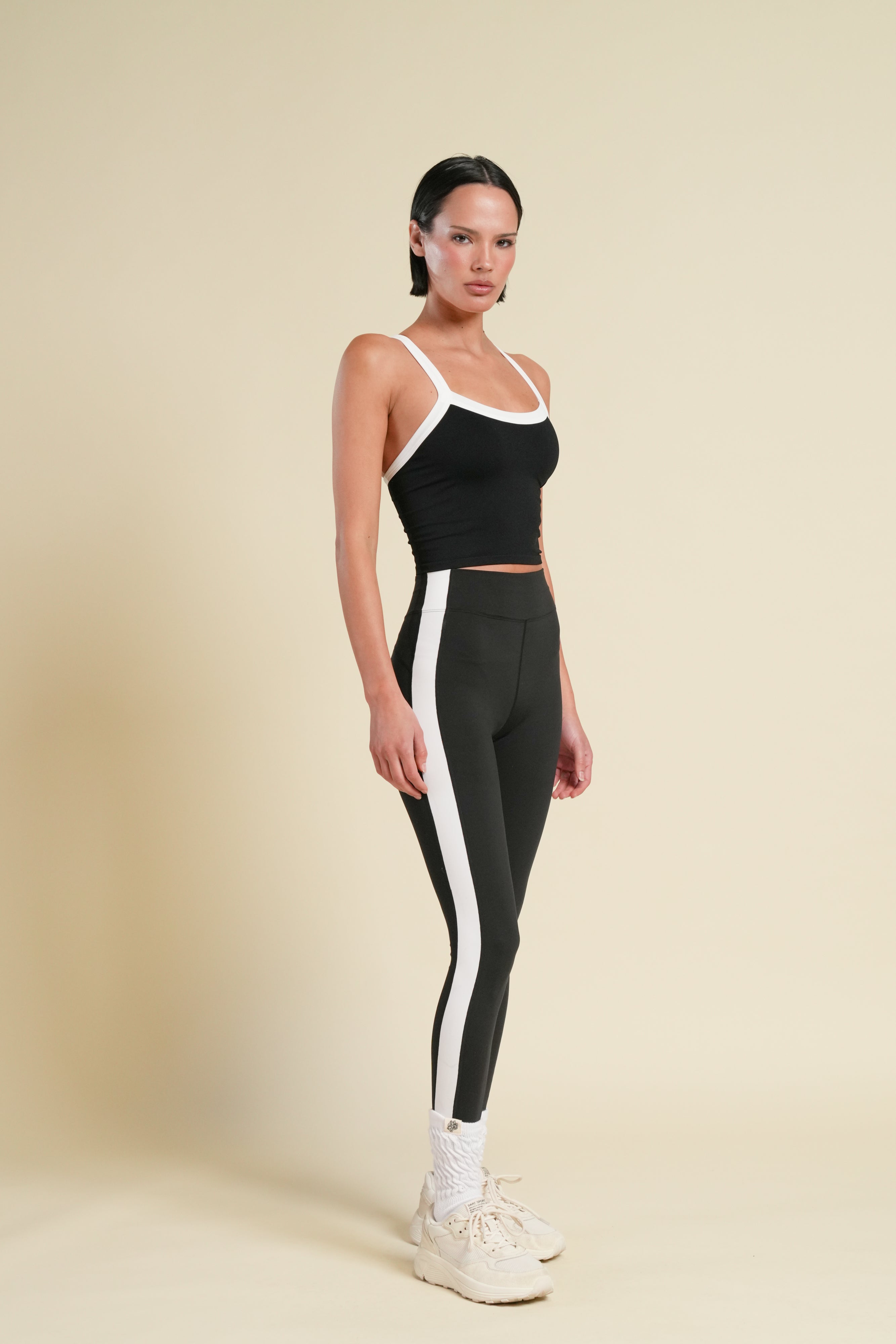 Wolf "Celine" Stripe Energy Leggings in Black/White
