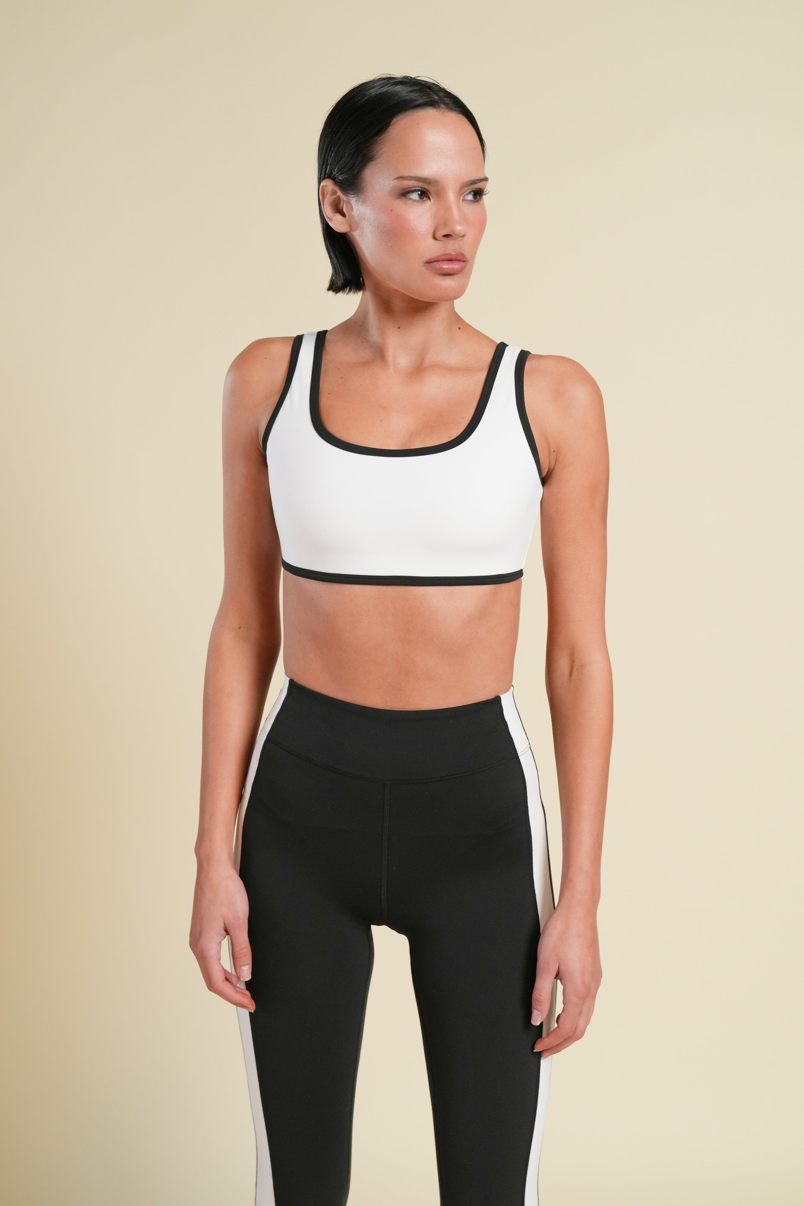 Wolf Contrast "Kate" Energy Bra in White/Black