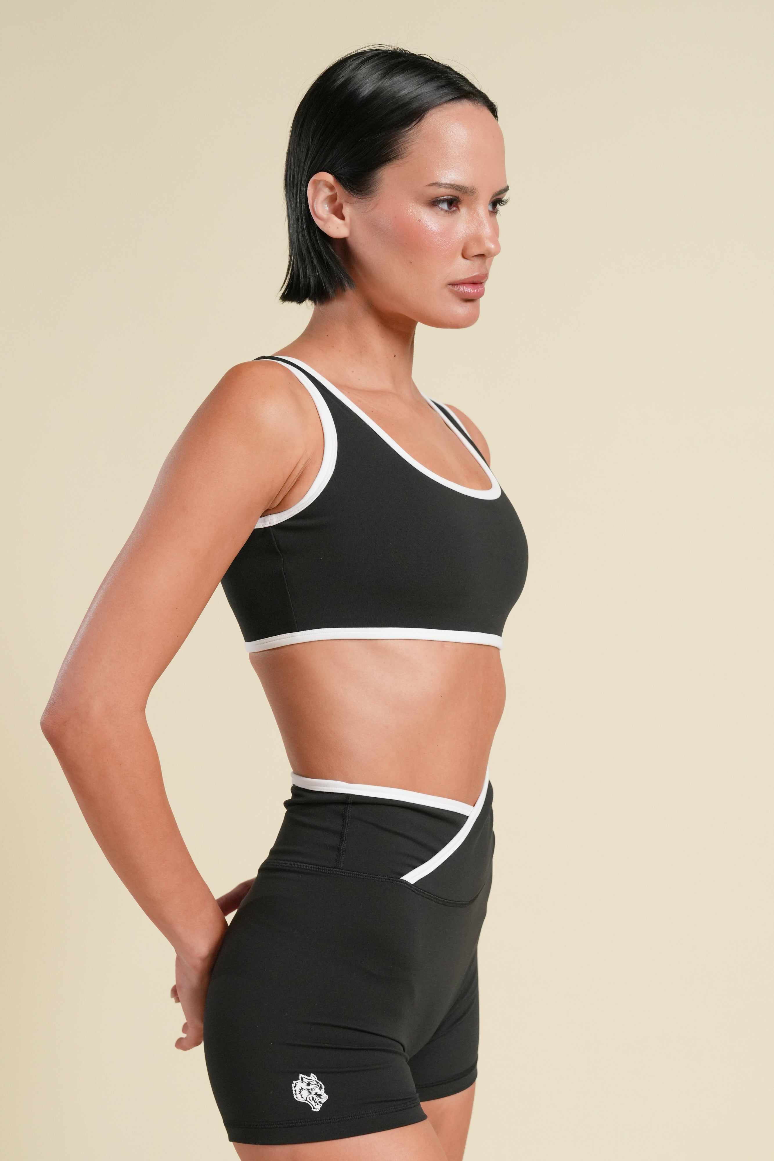 Wolf Contrast "Kate" Energy Bra in Black/White