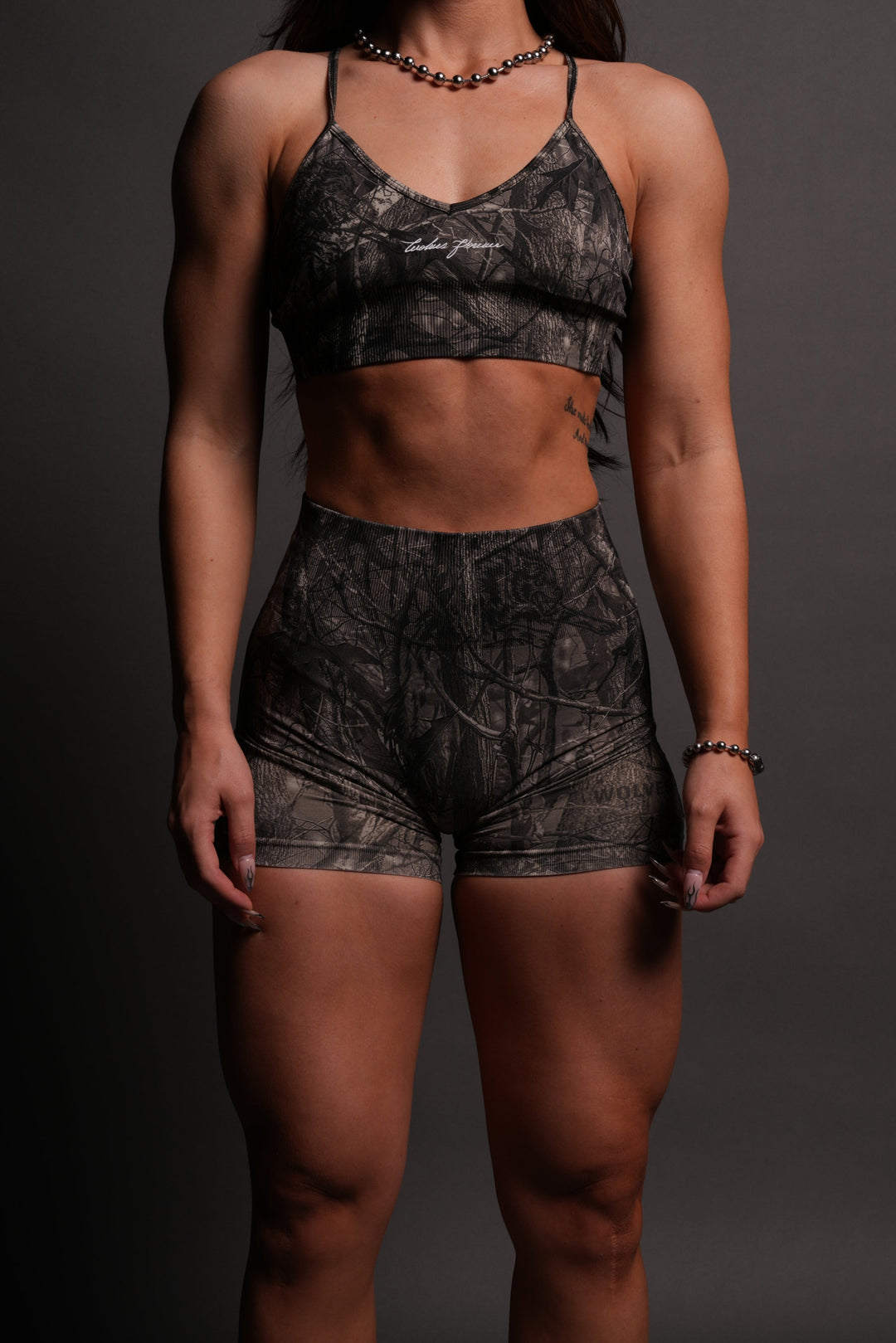 Dual Wolf Seamless Everson "Training" Shorts in Dusk Moss Driftwood Forest Camo
