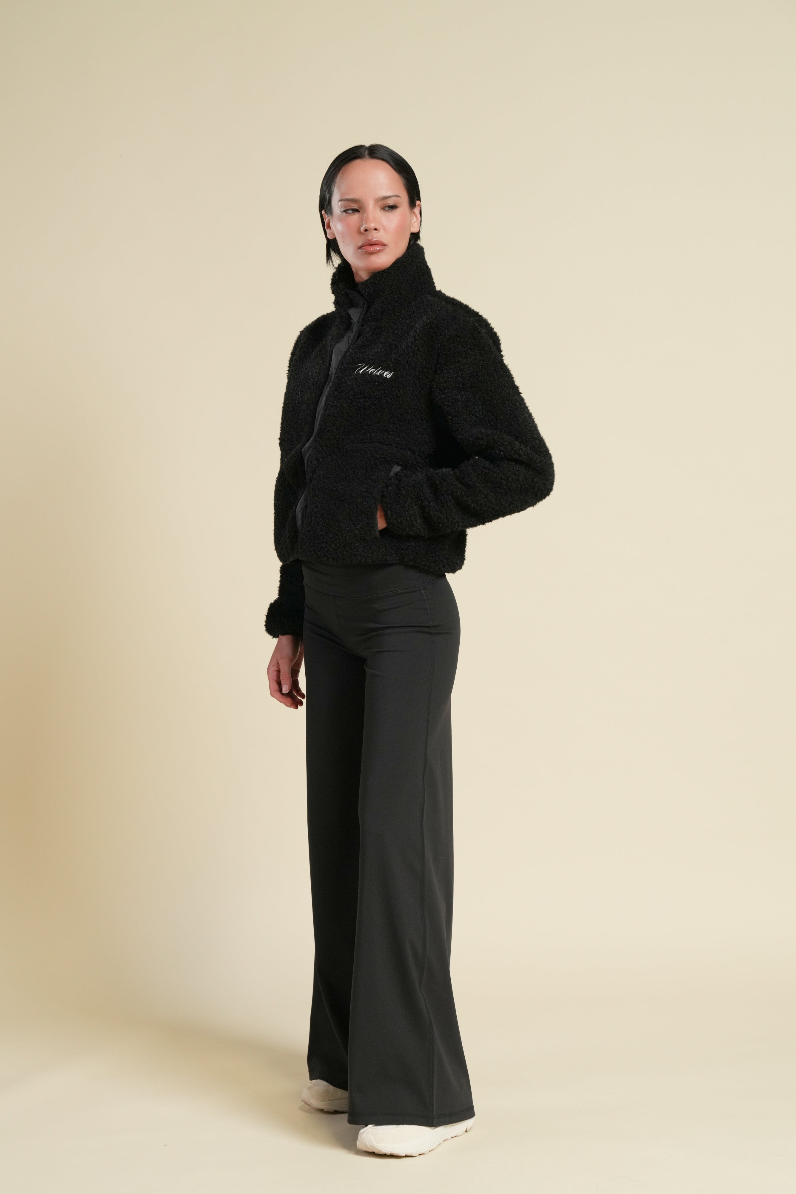 Cursive Wolves Jessie Sherpa Jacket