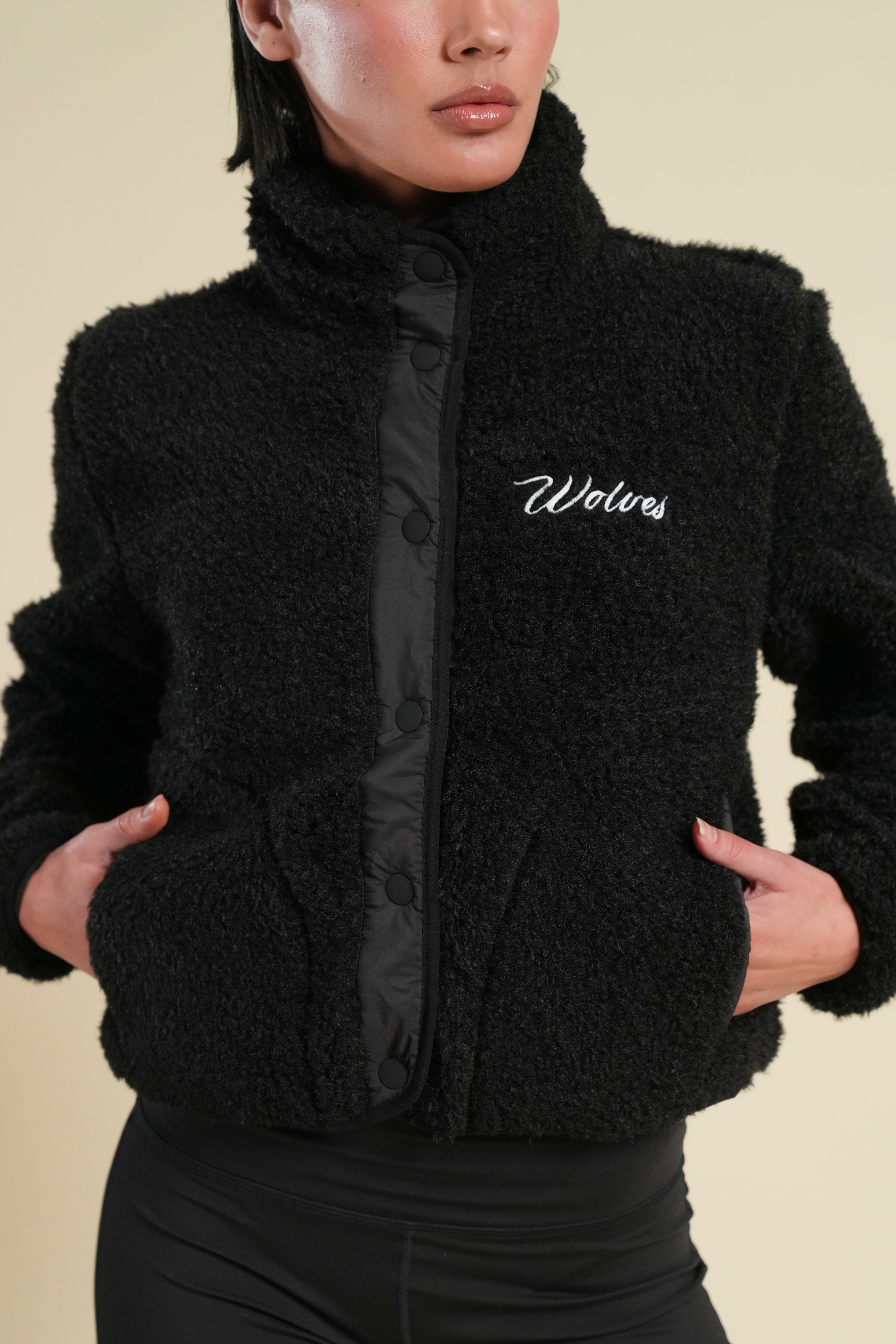 Cursive Wolves Jessie Sherpa Jacket