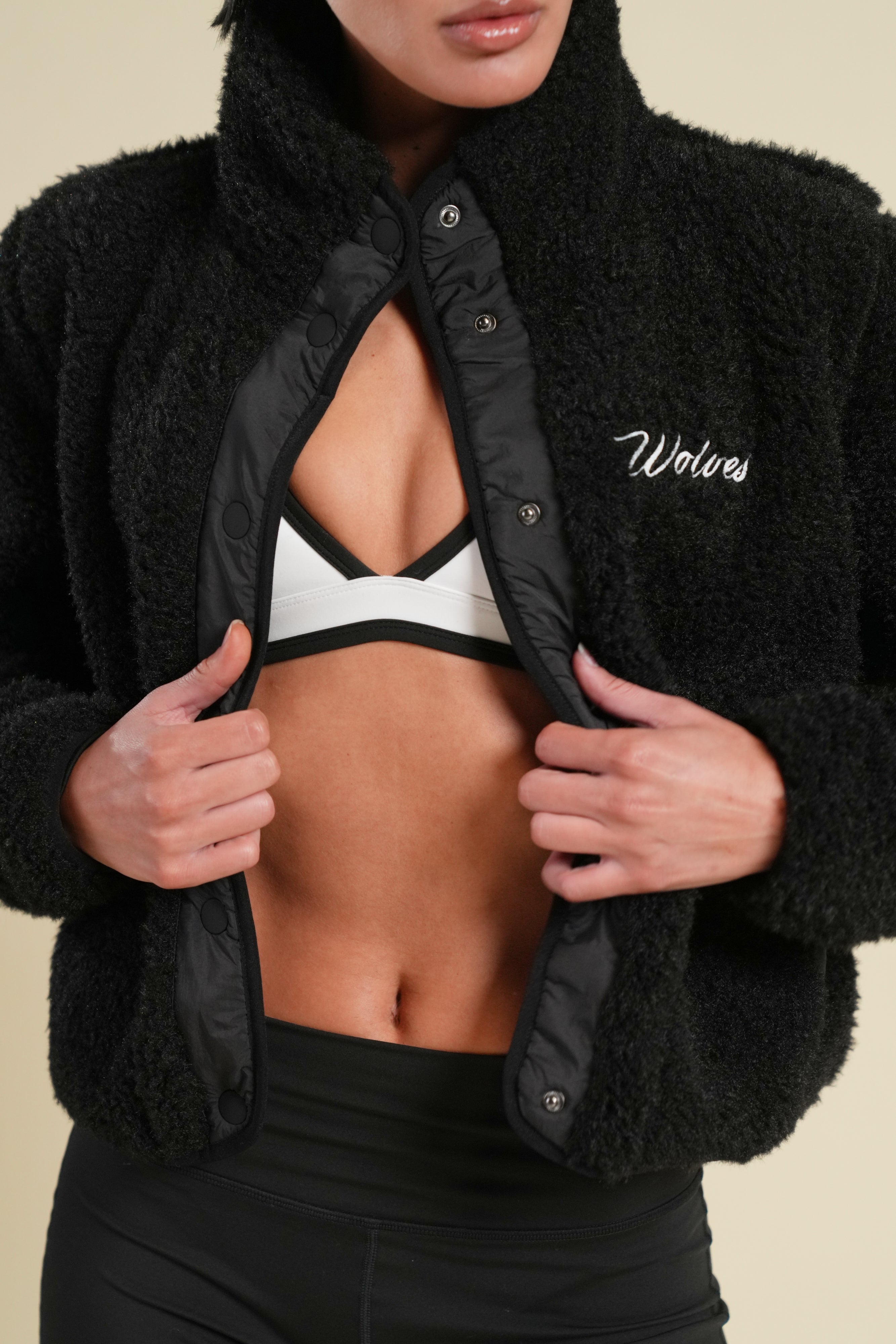 Cursive Wolves Jessie Sherpa Jacket