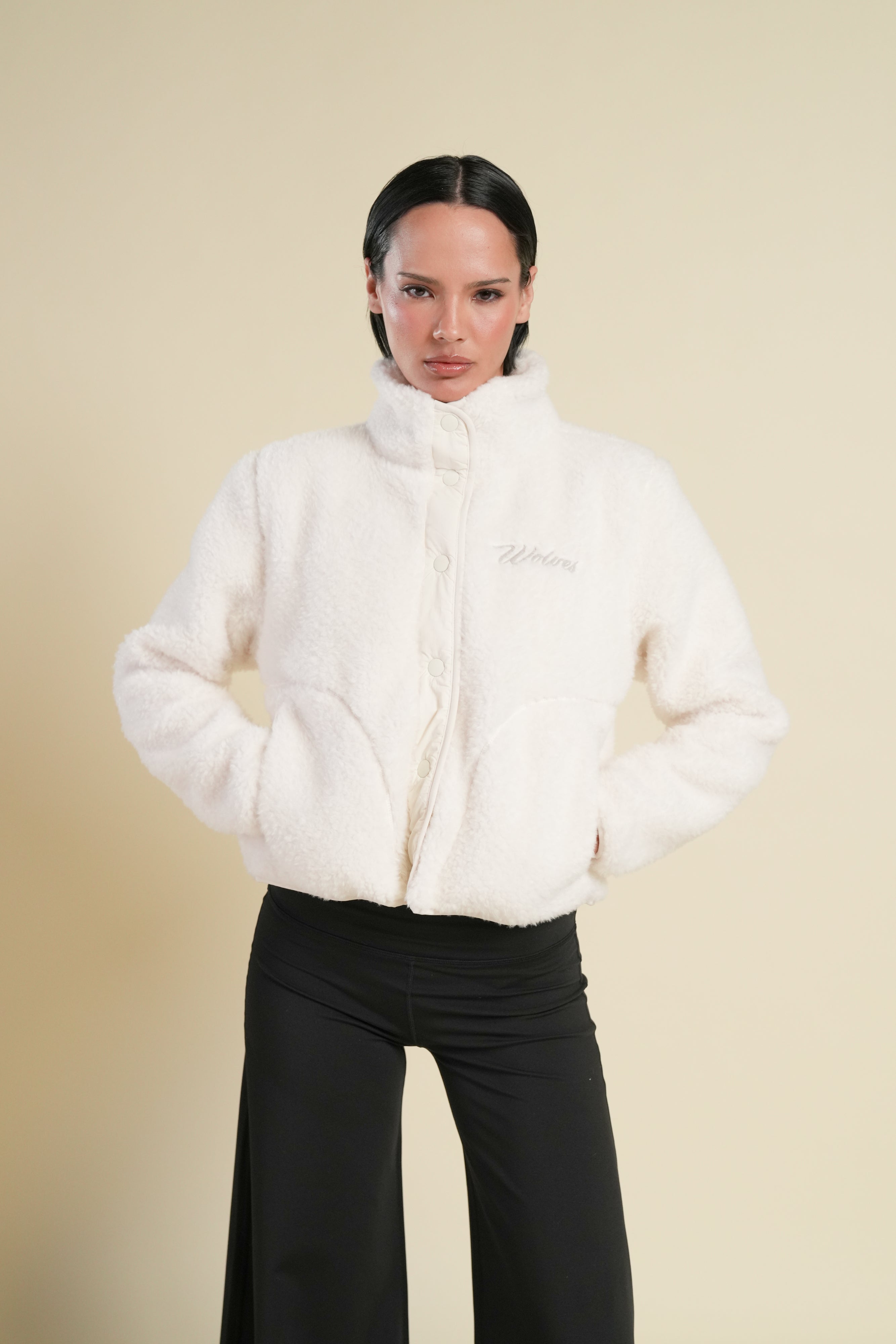 Cursive Wolves Jessie Sherpa Jacket