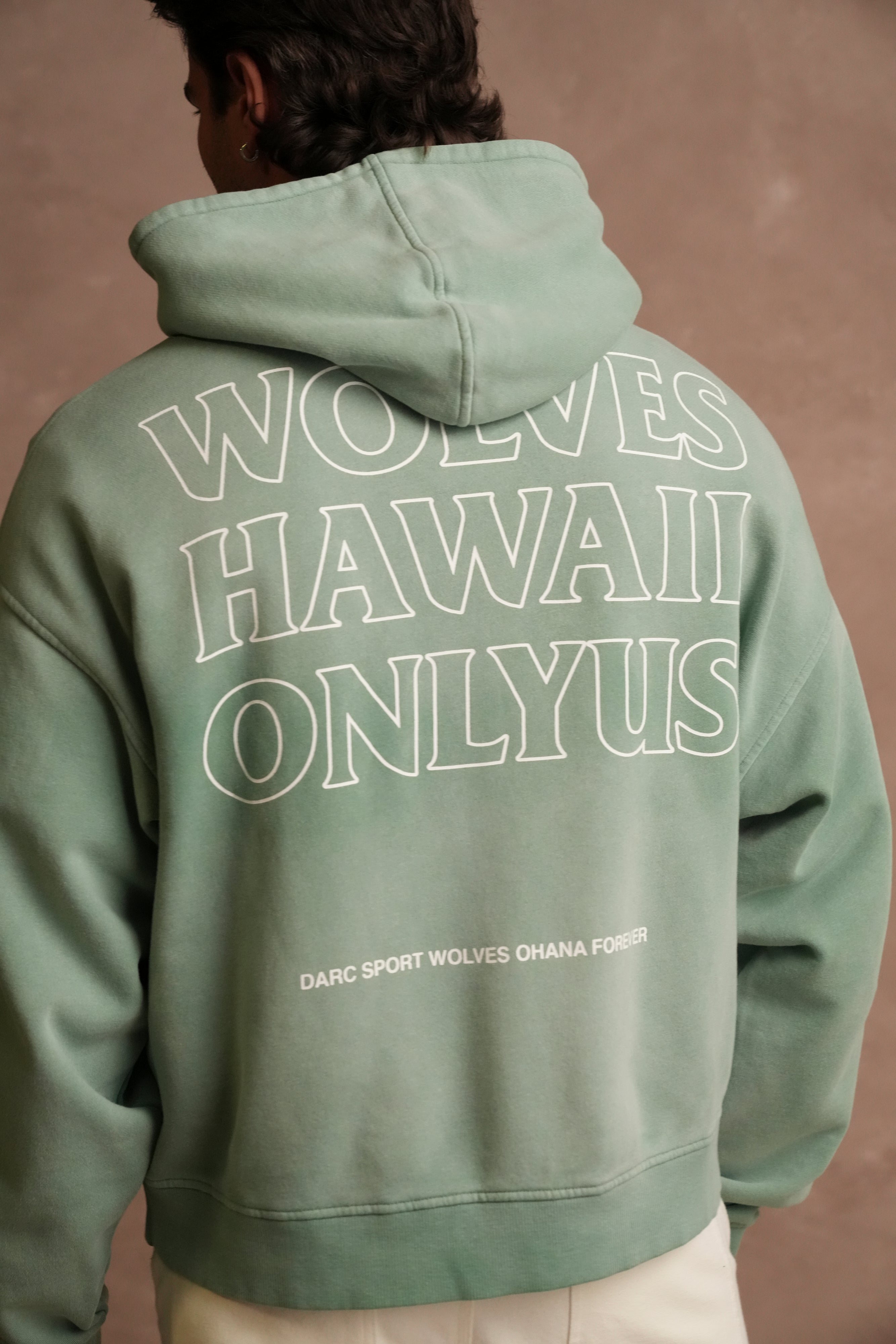 Only Us Hawaii Darco Double Zip Hoodie in Lush Green Sun Fade