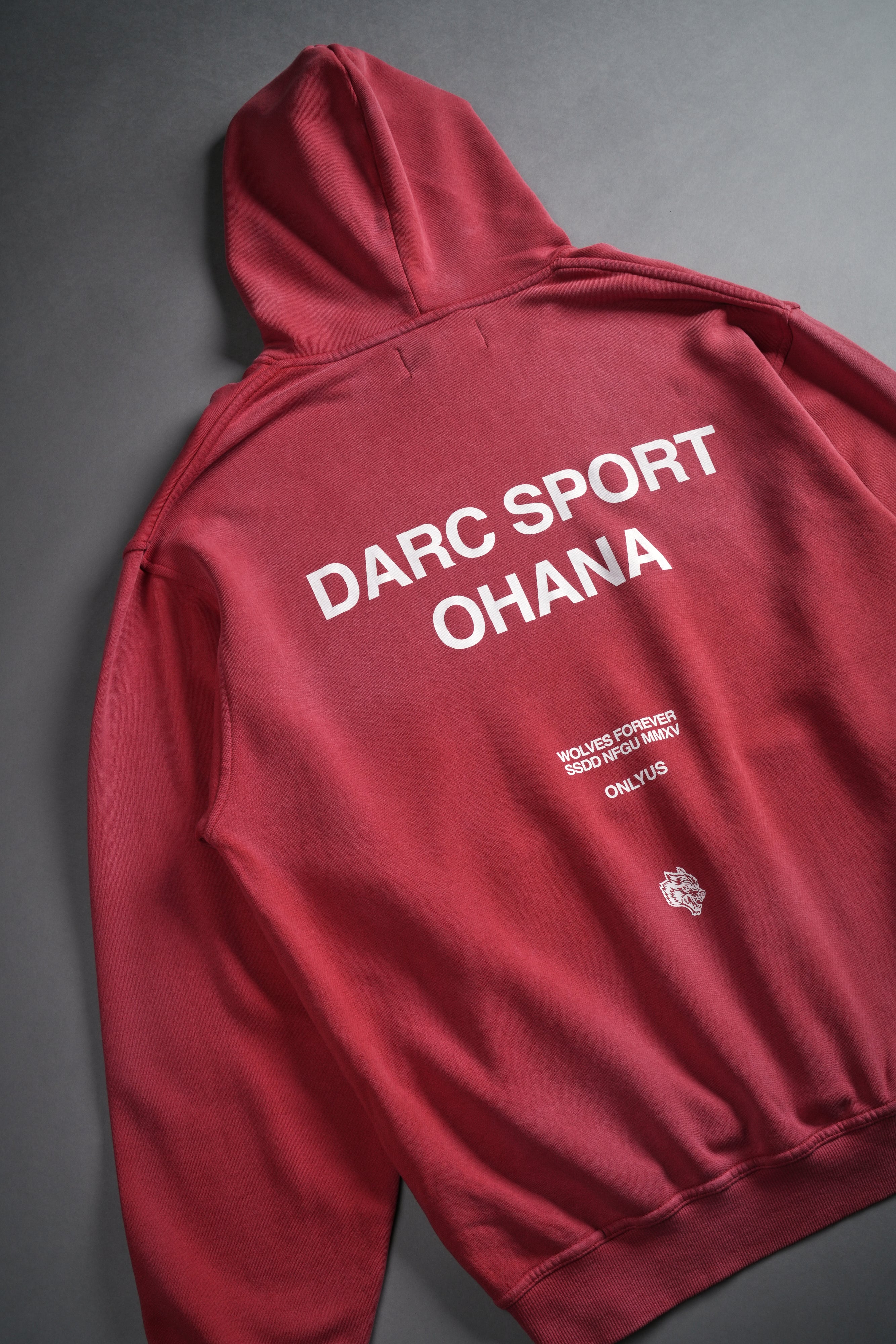 Darc Sport Ohana "Pierce" Hoodie in Roman Red Drift Wash