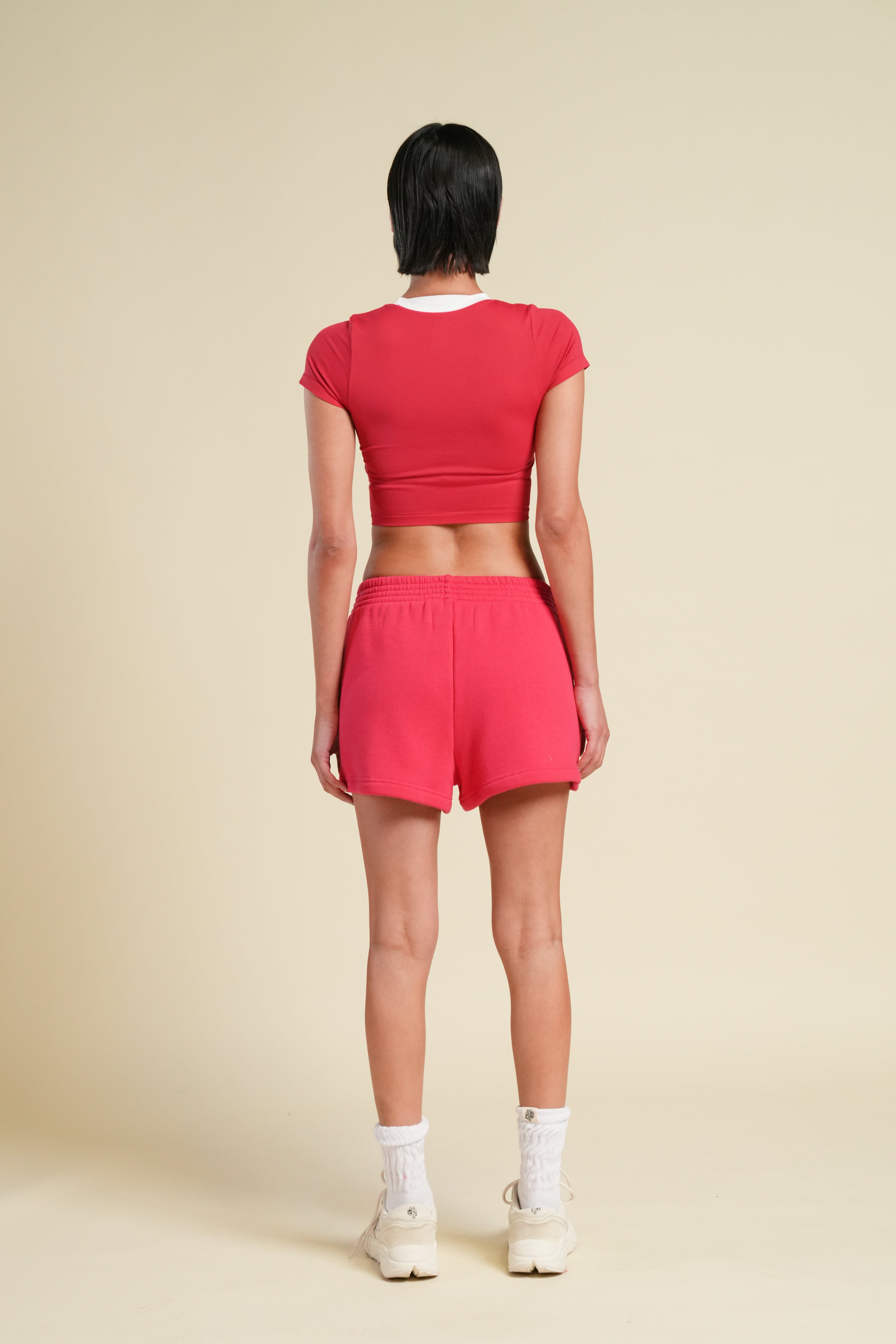 Wolf "Taylor" Soft Seamless Tee in Cherry/White