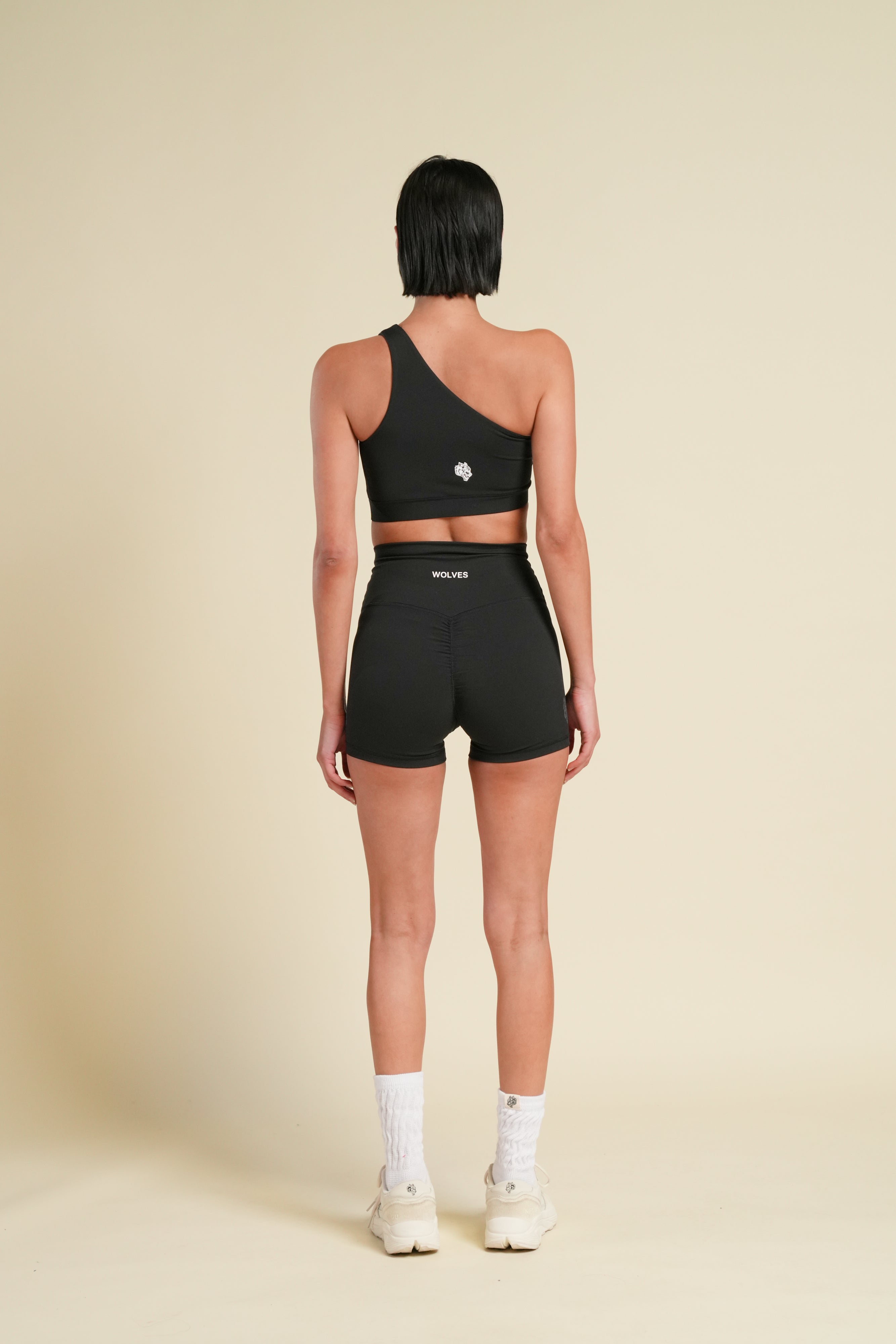 Wolf One Shoulder Bra in Black