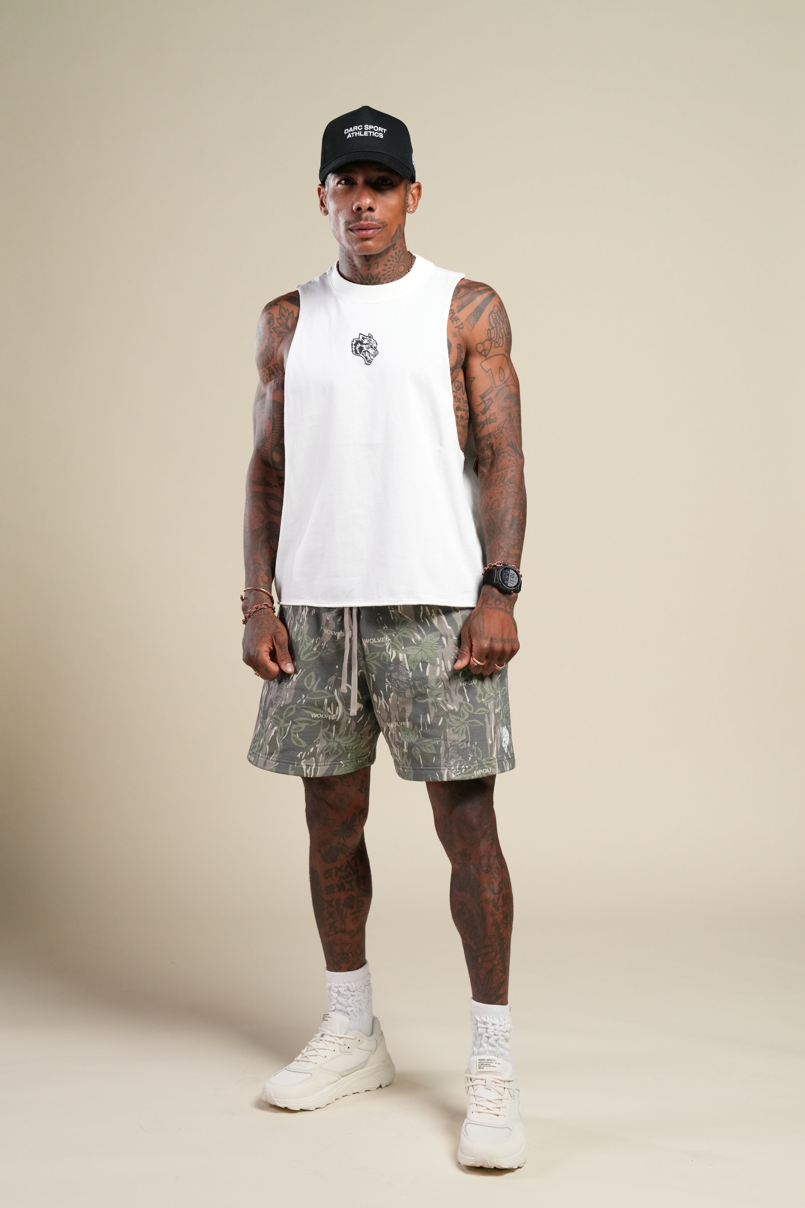 Loyalty Forever Grunge Raw Cropped "Tommy" Muscle Tee  in Cream