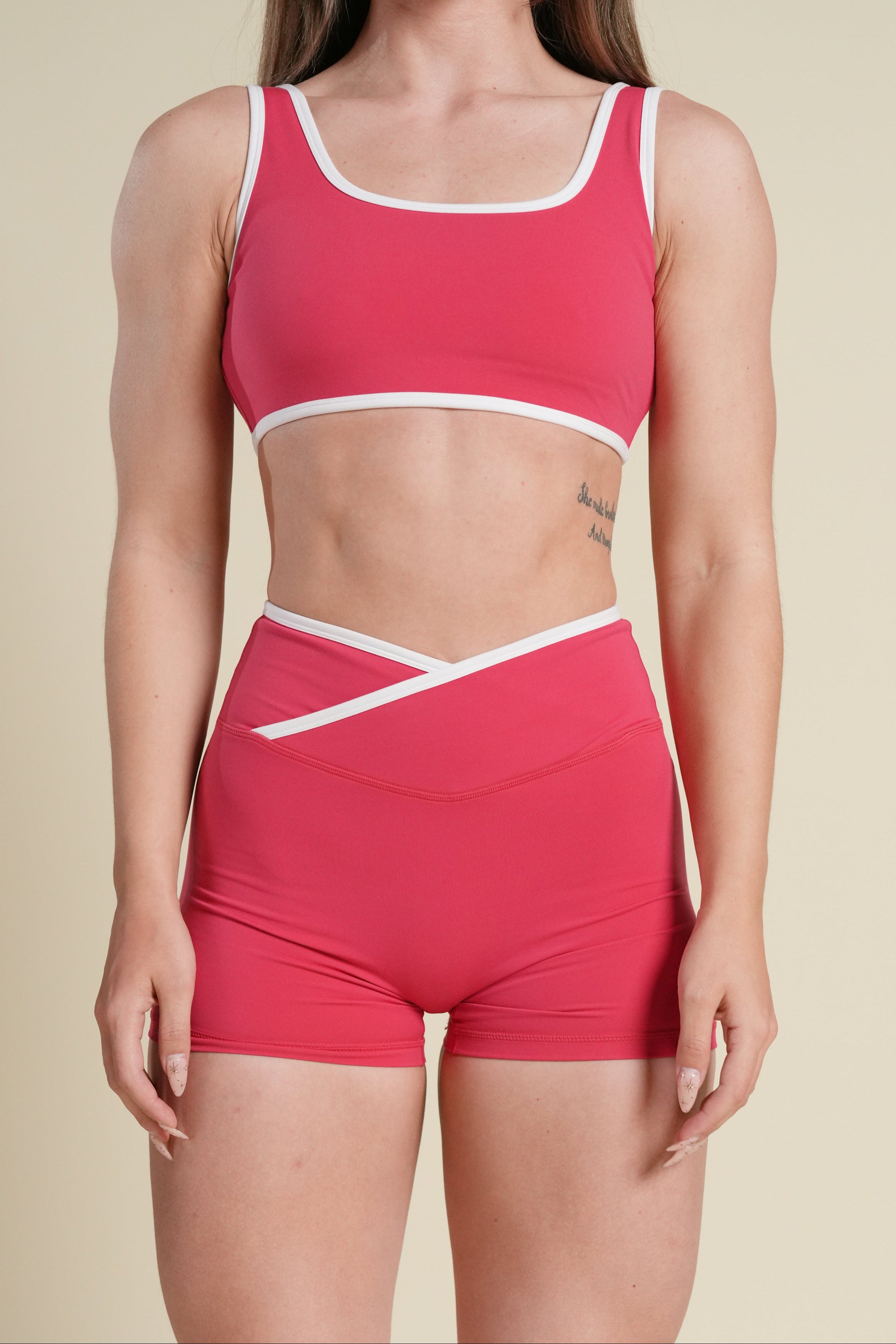 Wolf Contrast "Pearl" Energy Shorts in Cherry/White