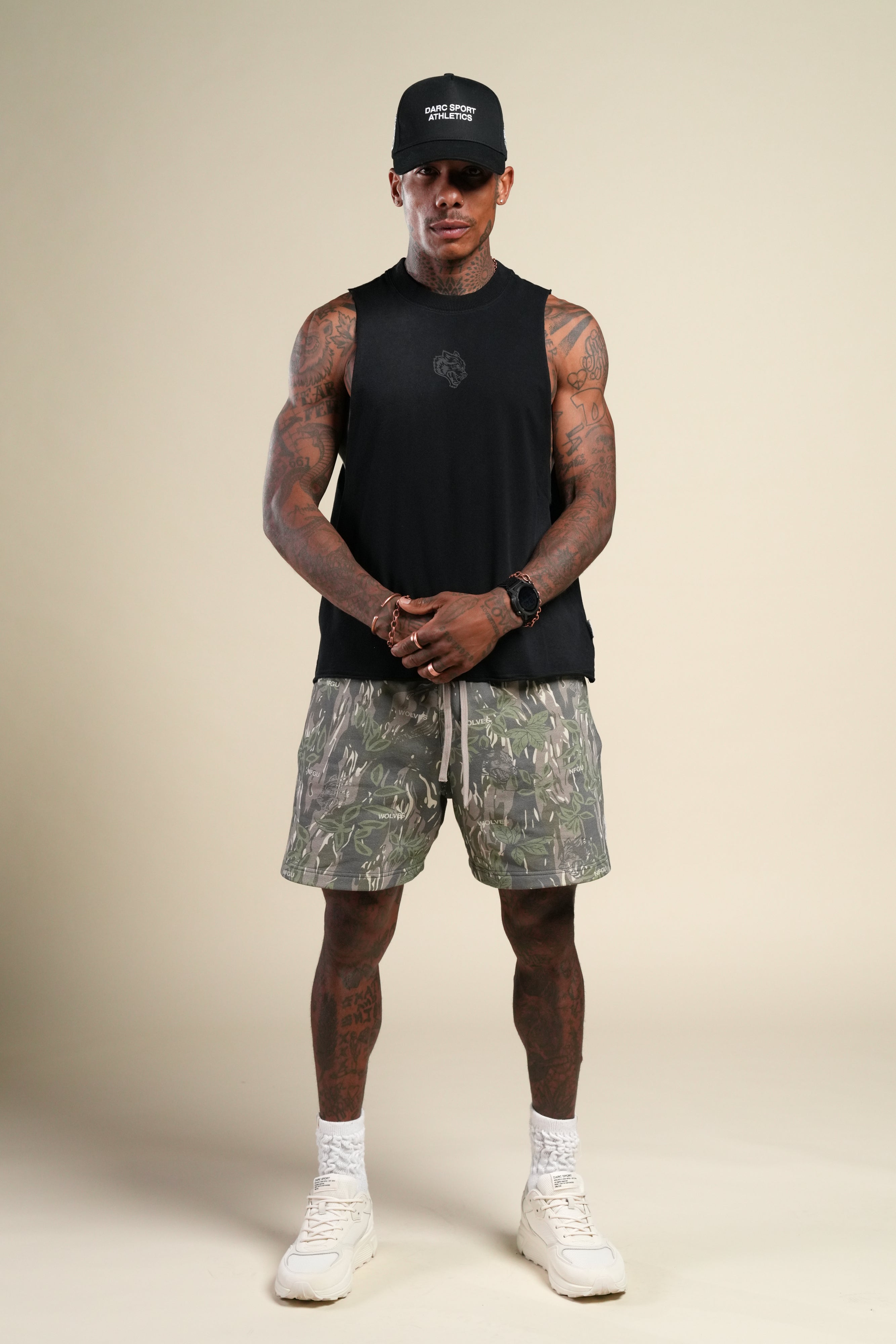 Loyalty Forever Grunge Raw Cropped "Tommy" Muscle Tee  in Black Sun Fade/Black